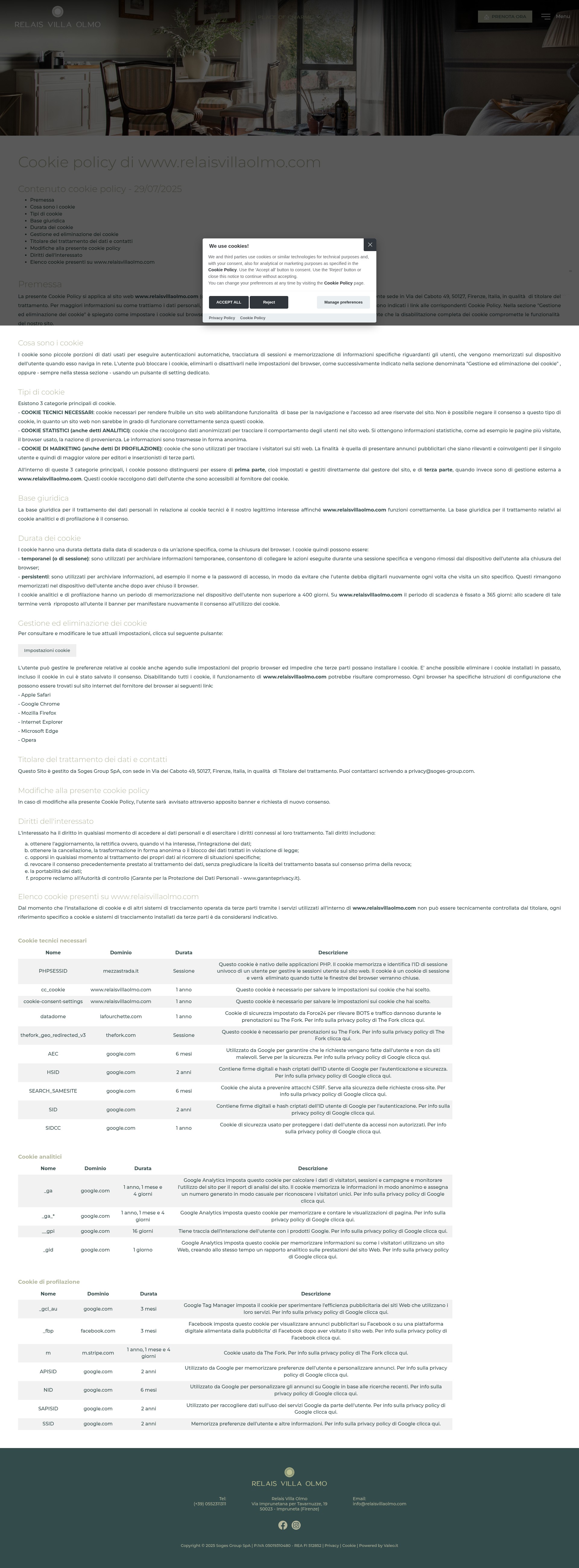 Screenshot of relaisvillaolmo.com