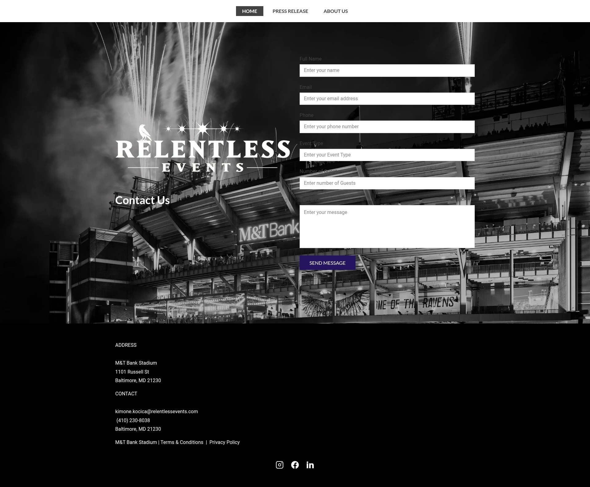 Screenshot of relentlessevents.com
