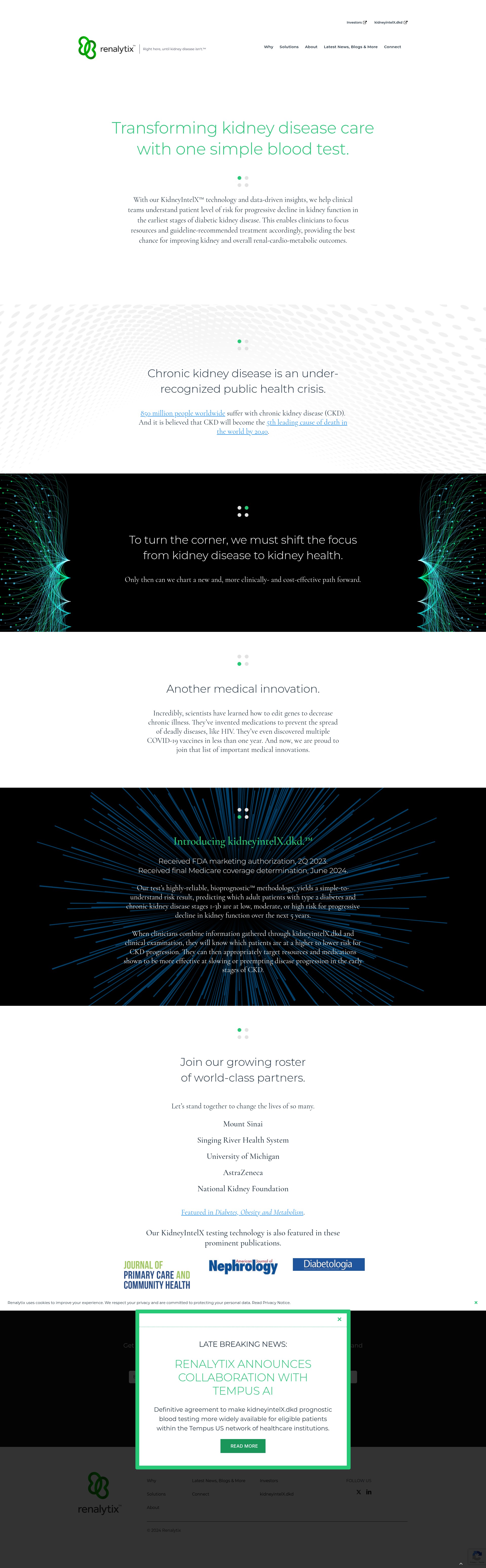 Screenshot of renalytix.com