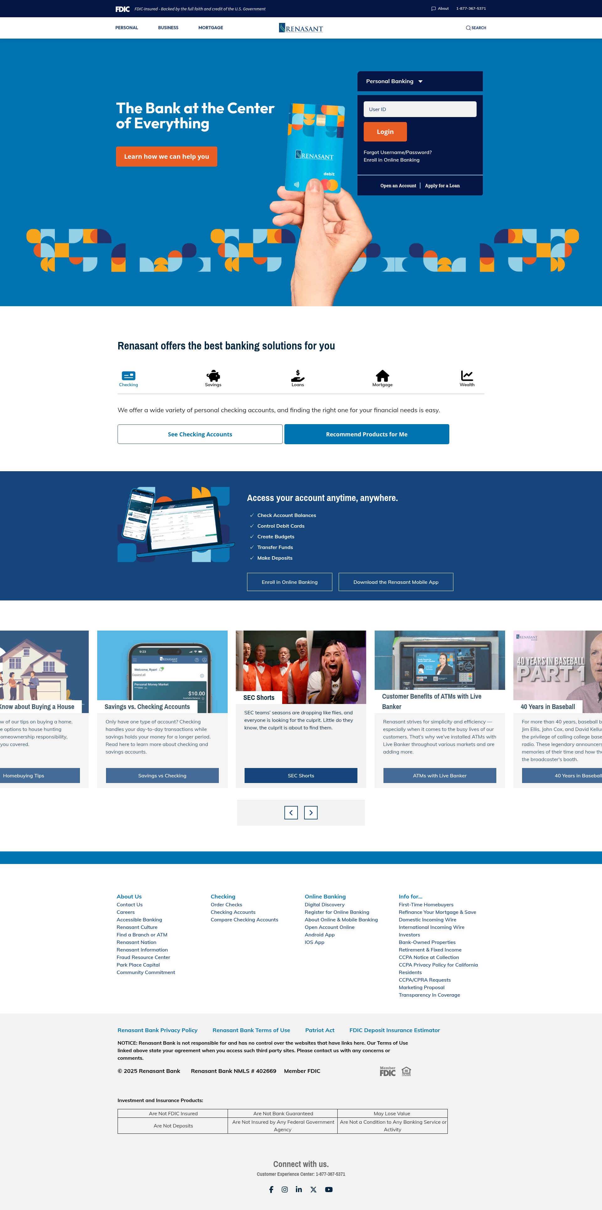 Screenshot of renasantbank.com