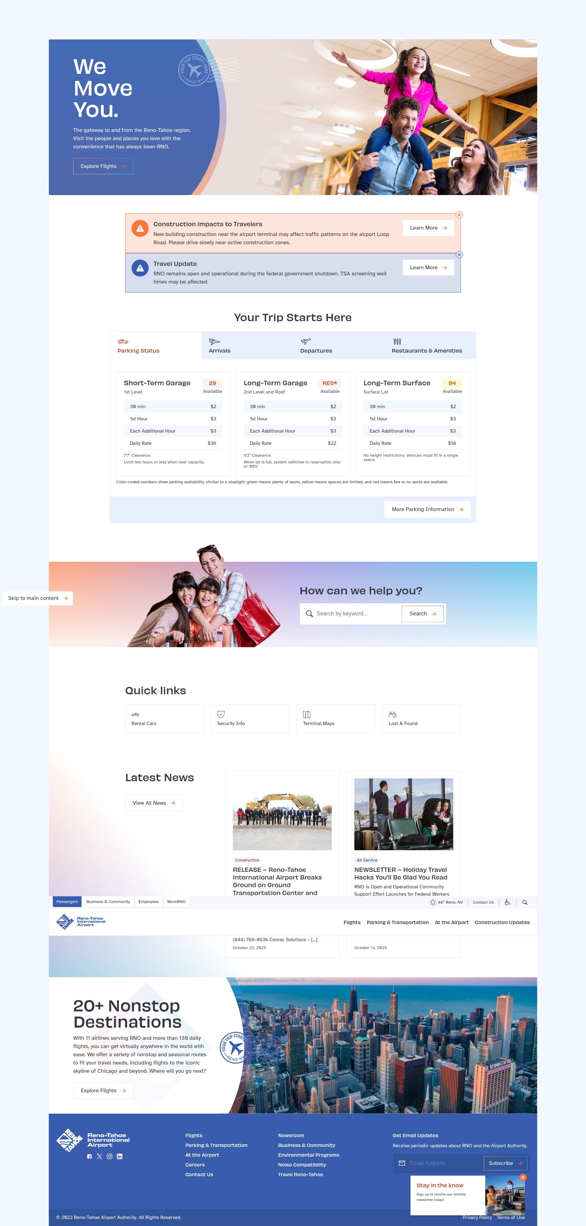 Screenshot of renoairport.com