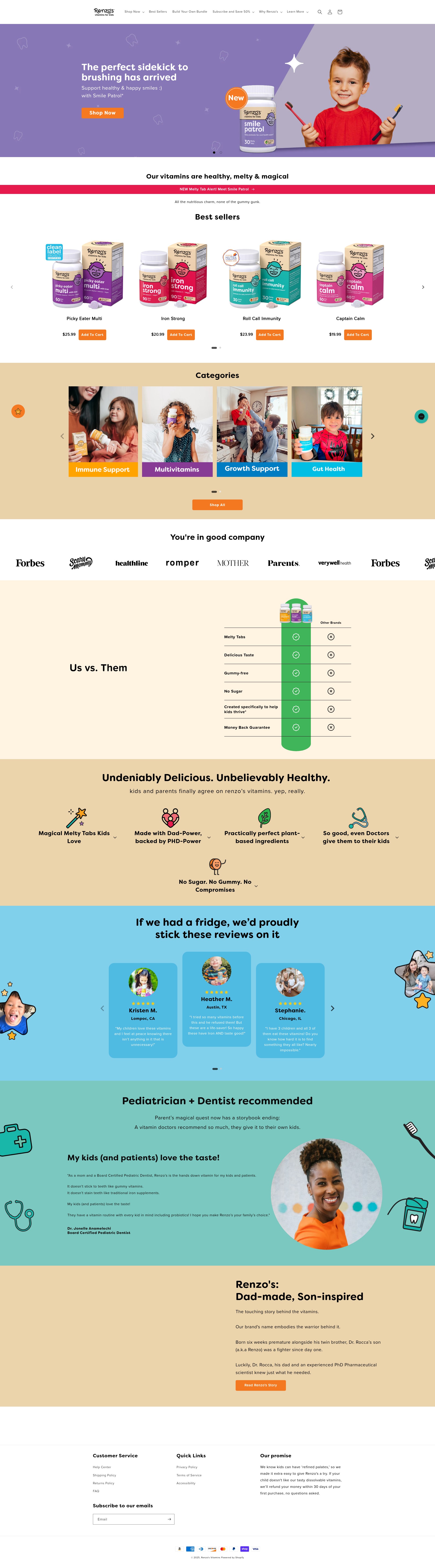 Screenshot of renzosvitamins.com