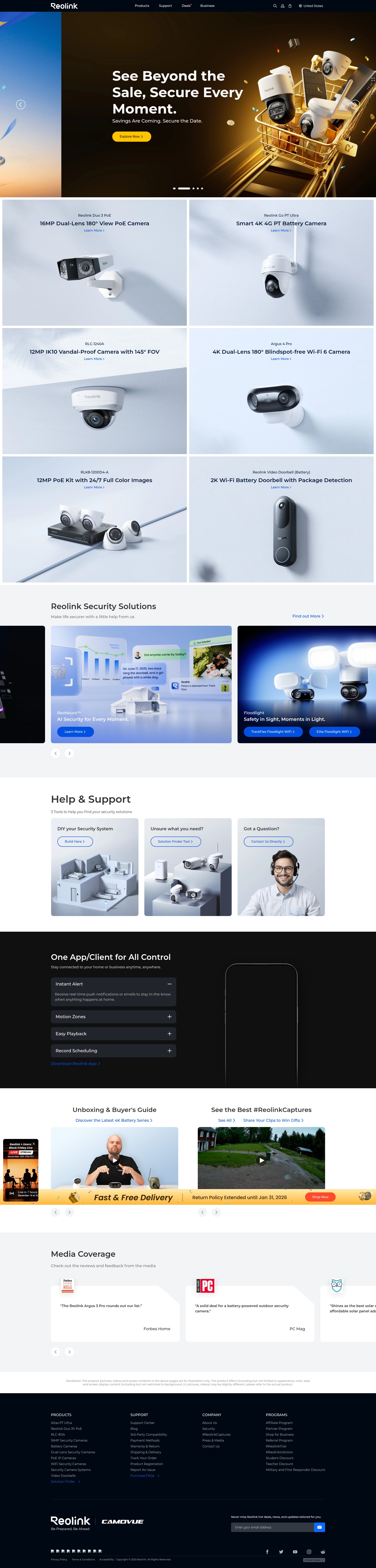 Screenshot of reolink.com