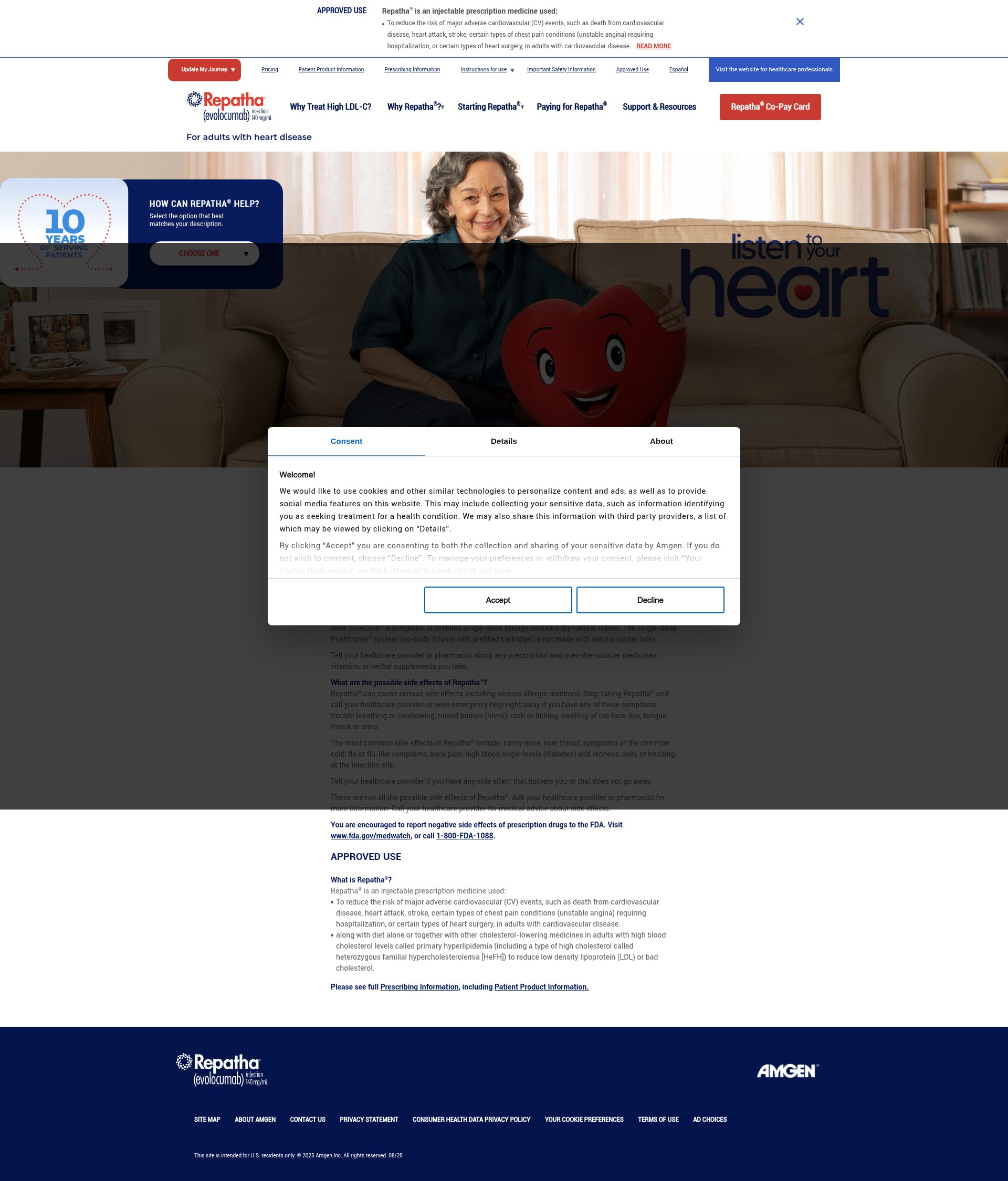 Screenshot of repatha.com