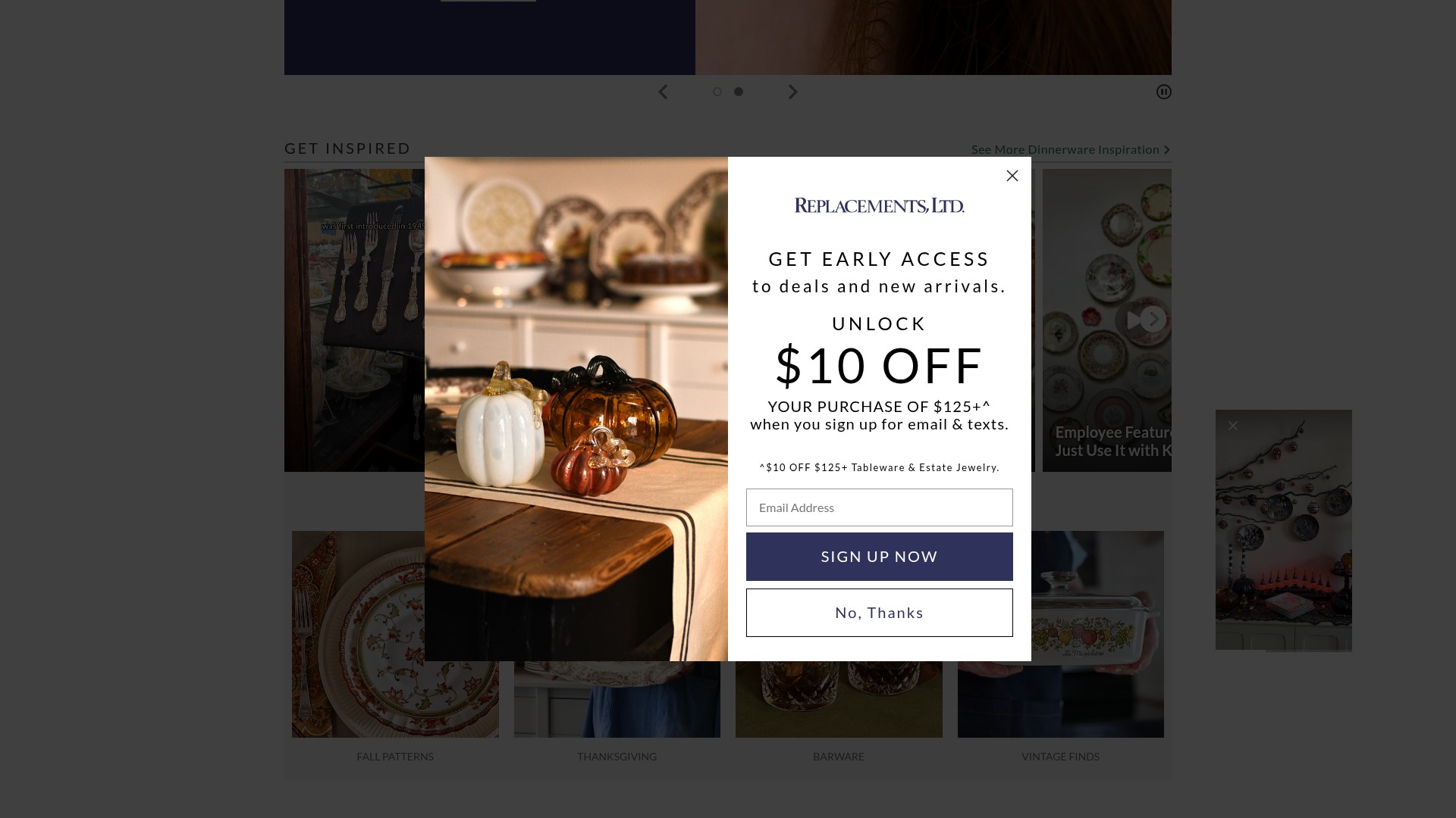 Screenshot of replacements.com