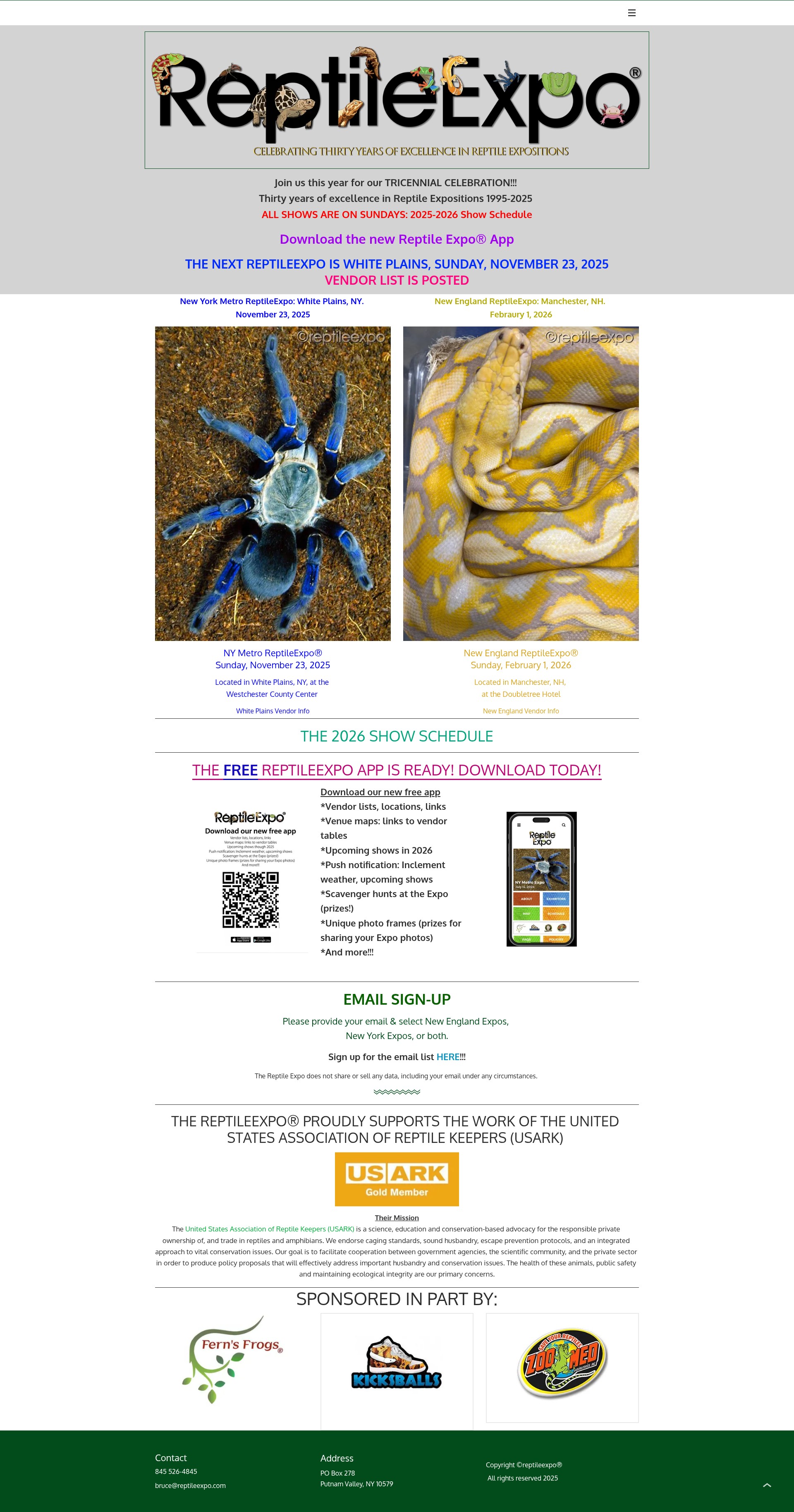 Screenshot of reptileexpo.com