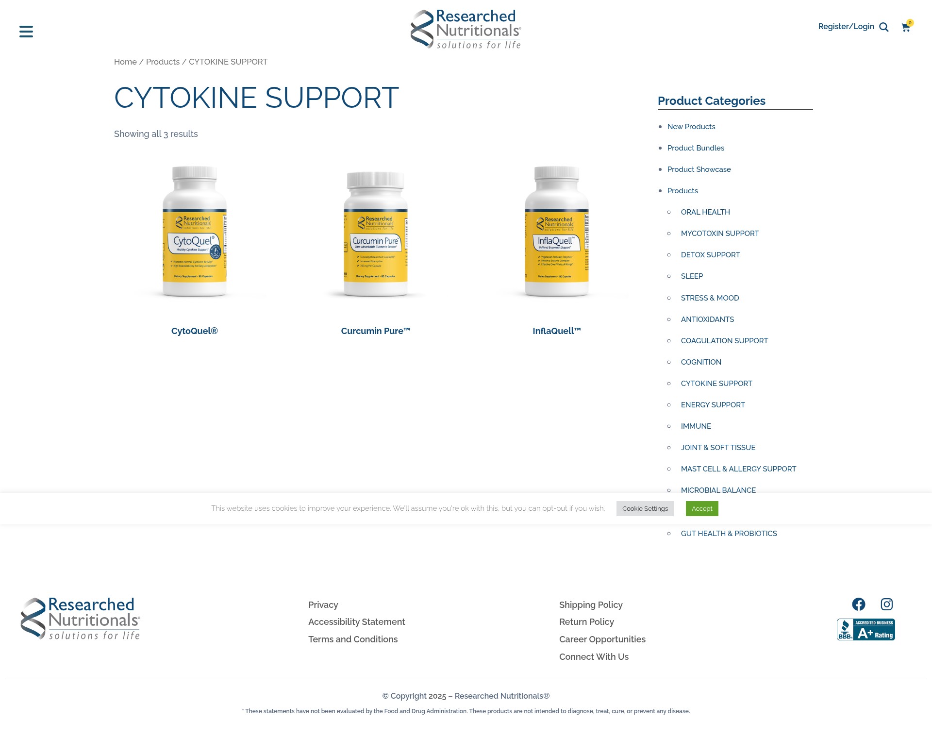 Screenshot of researchednutritionals.com