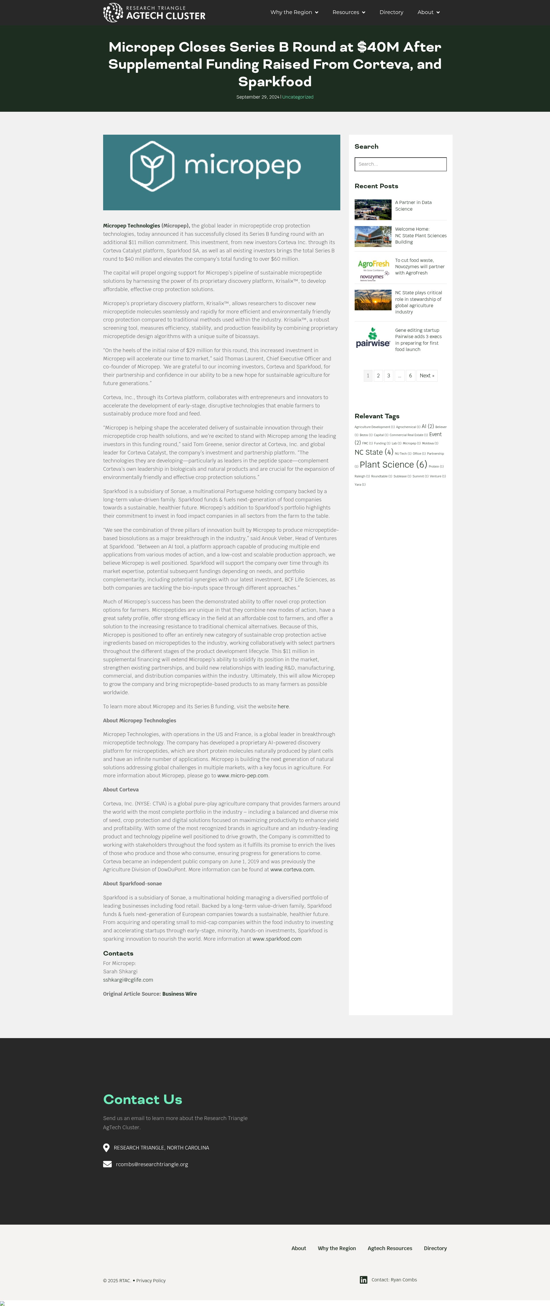 Screenshot of researchtriangleagtechcluster.org