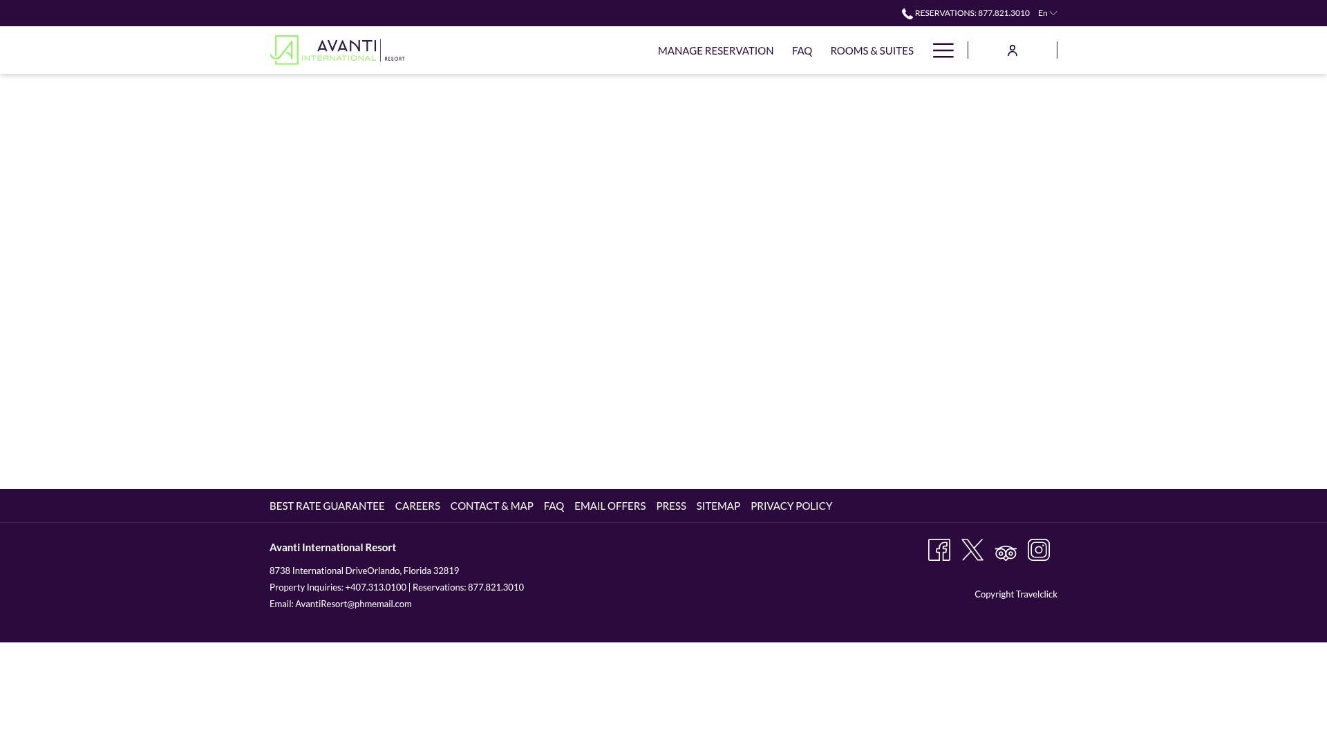 Screenshot of reservations.avantiresort.com