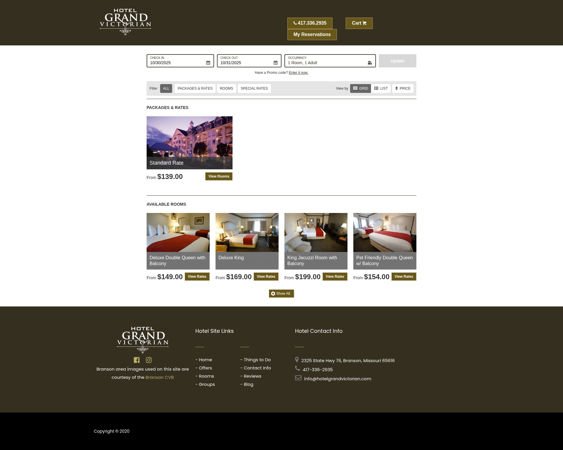 Screenshot of reservations.hotelgrandvictorian.com