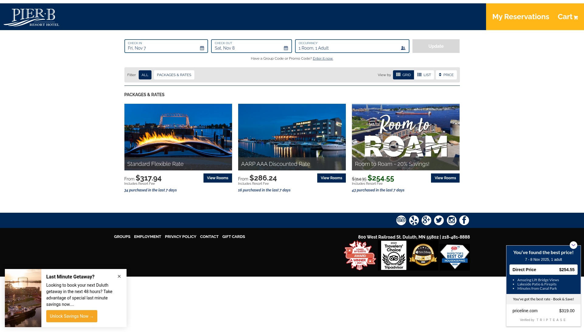 Screenshot of reservations.pierbresort.com