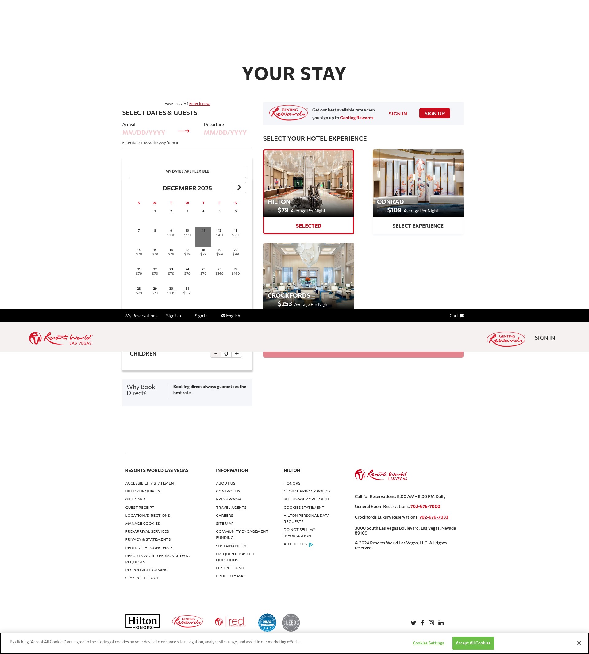Screenshot of reservations.rwlasvegas.com