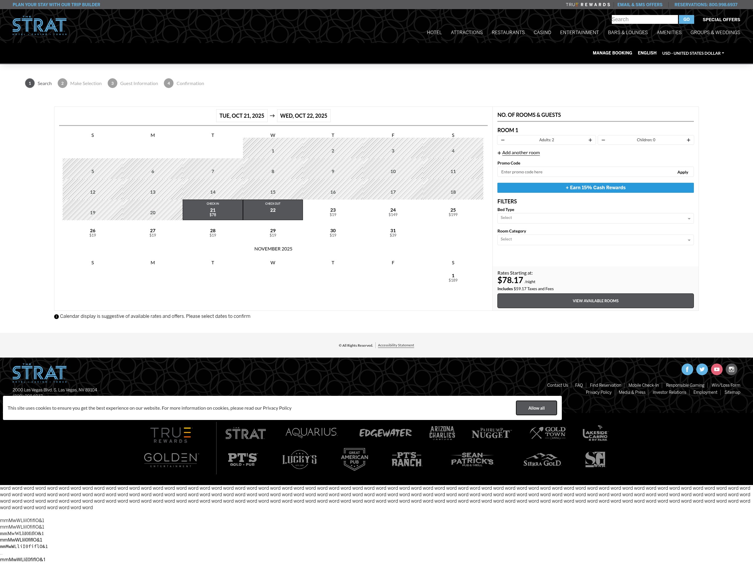Screenshot of reservations.thestrat.com