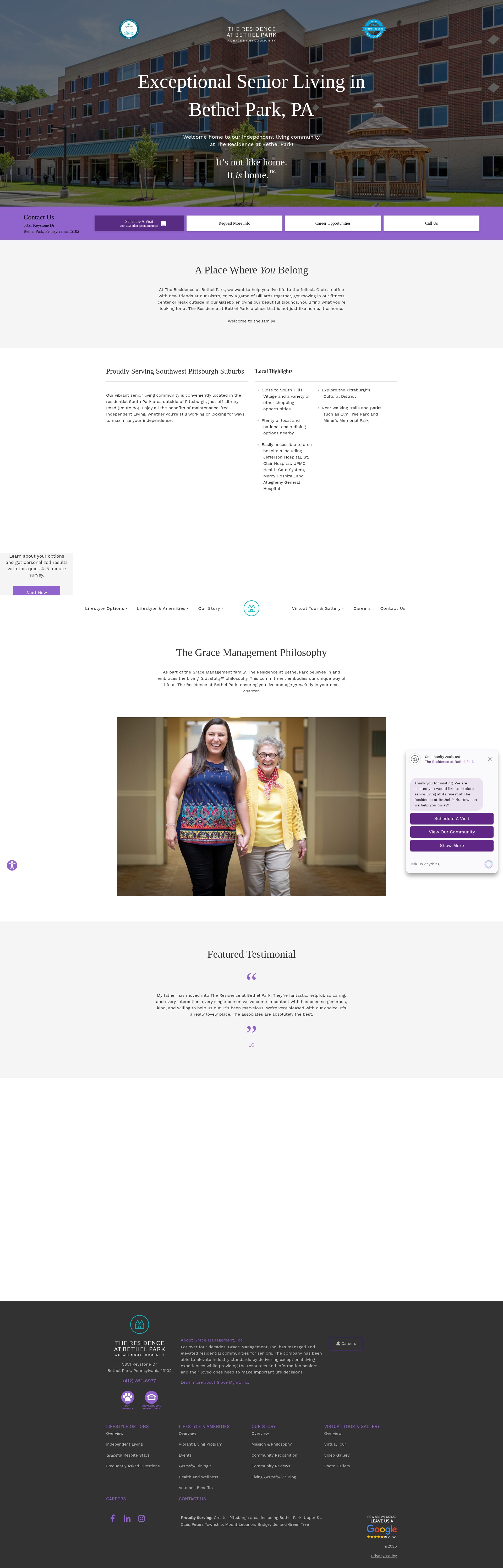 Screenshot of residenceatbethelpark.com