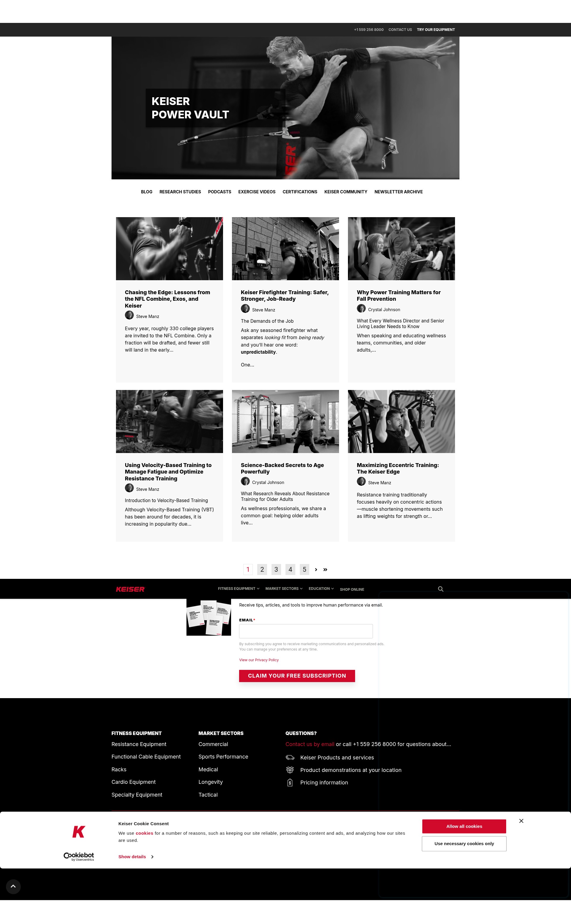 Screenshot of resources.keiser.com