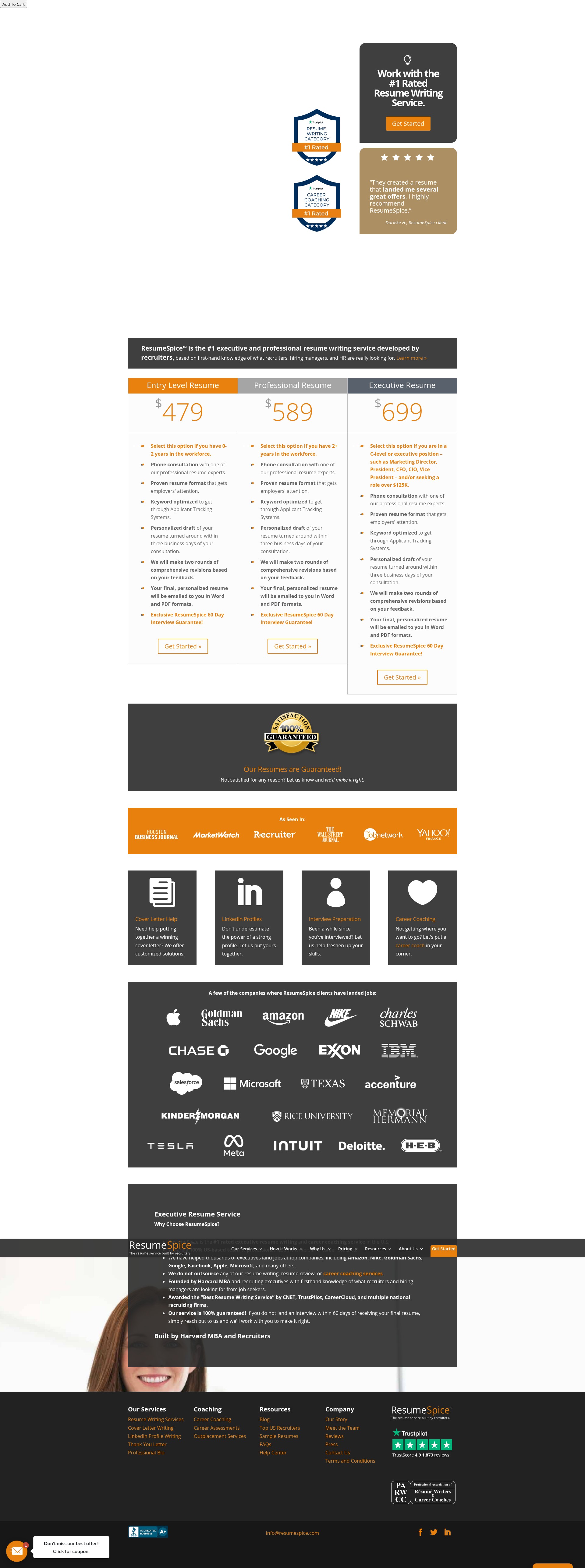 Screenshot of resumespice.com