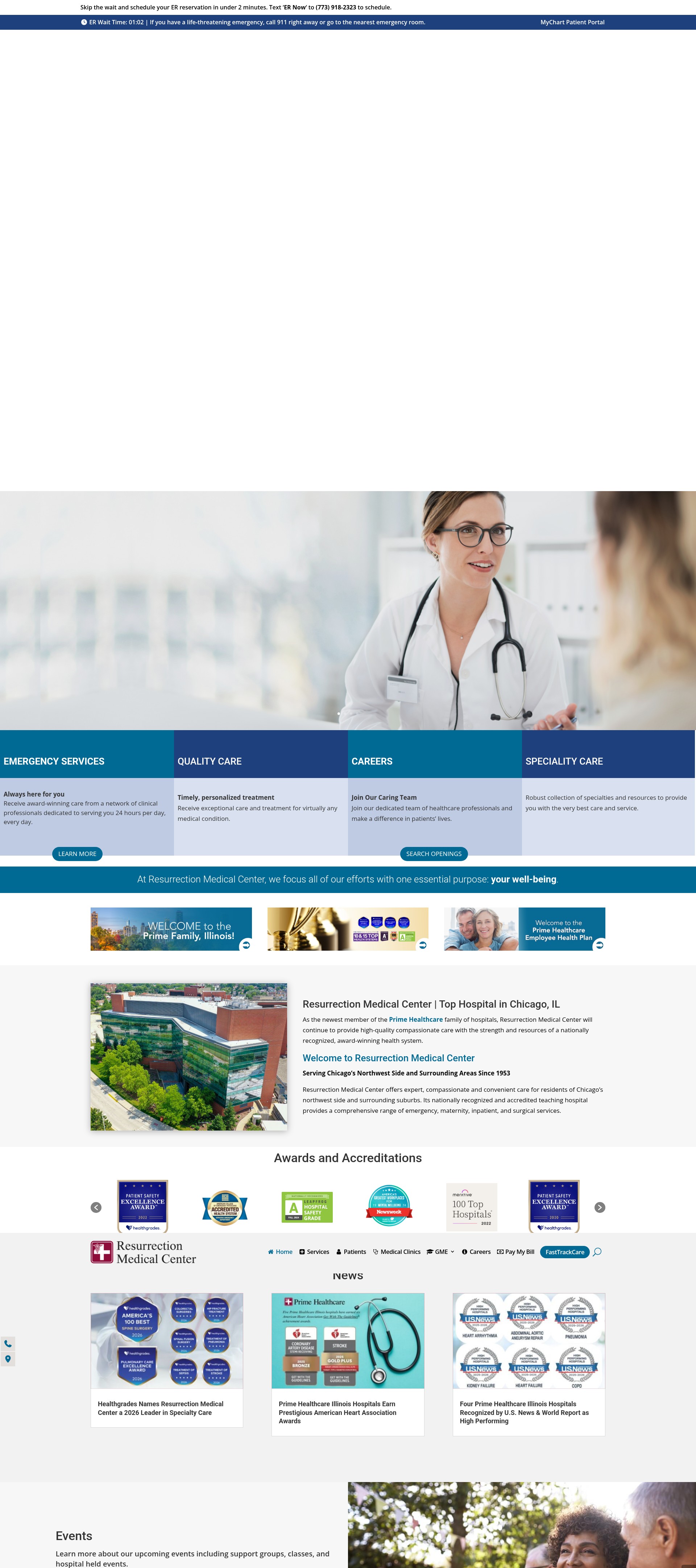 Screenshot of resurrectionmedicalcenter.com