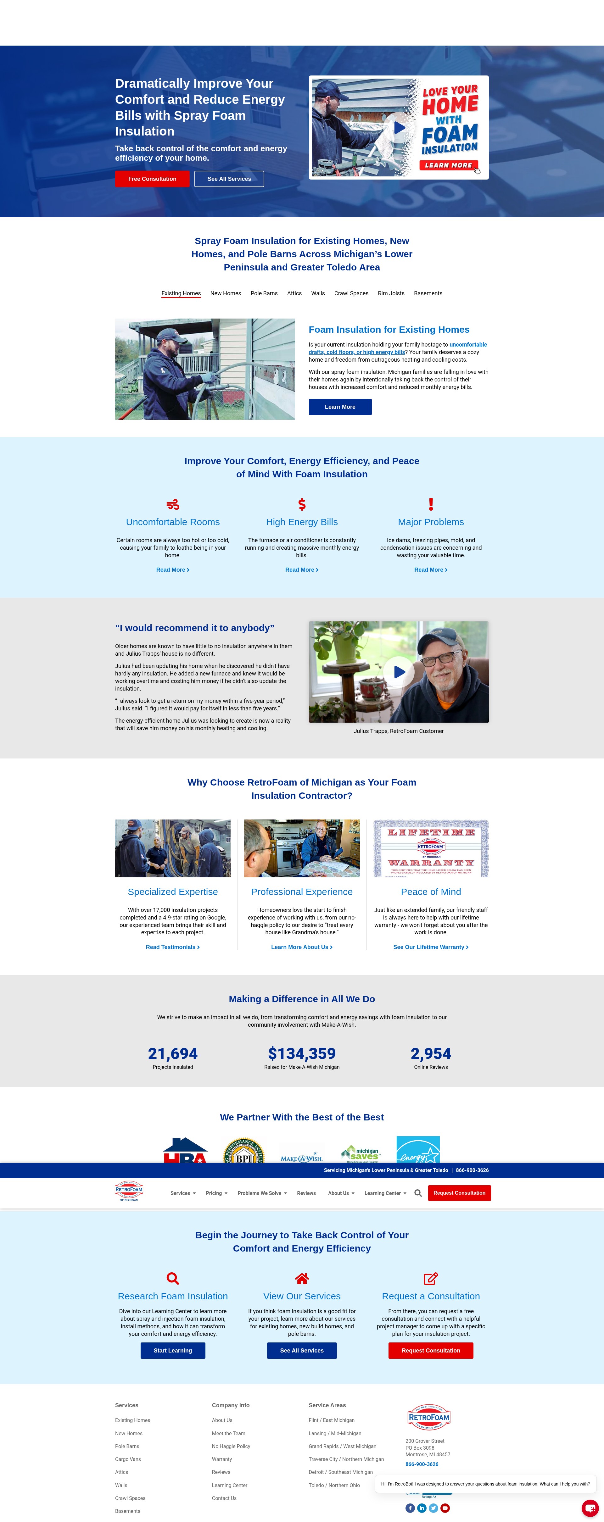 Screenshot of retrofoamofmichigan.com