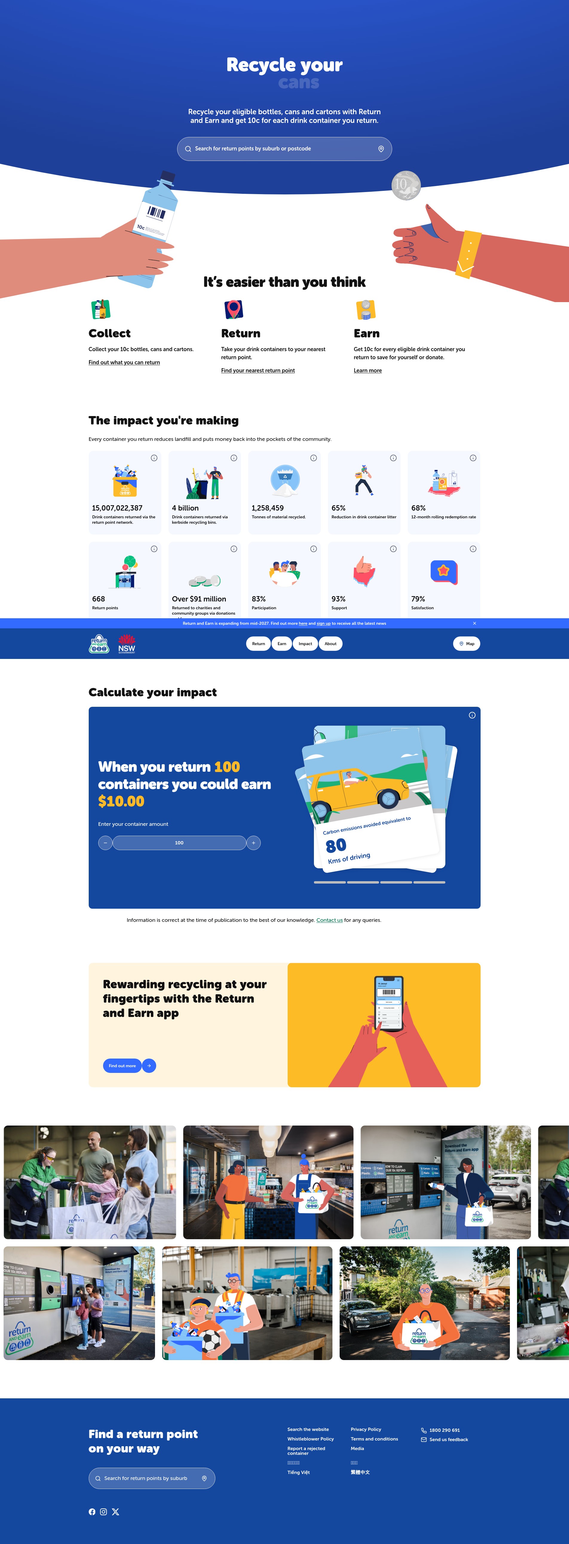Screenshot of returnandearn.org.au
