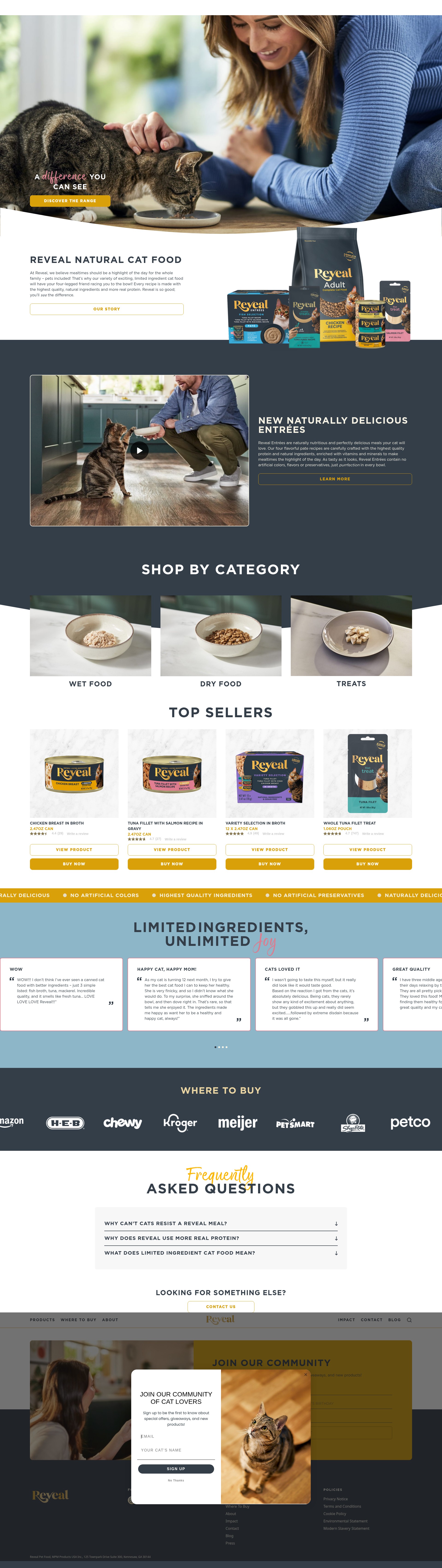 Screenshot of revealpetfood.com