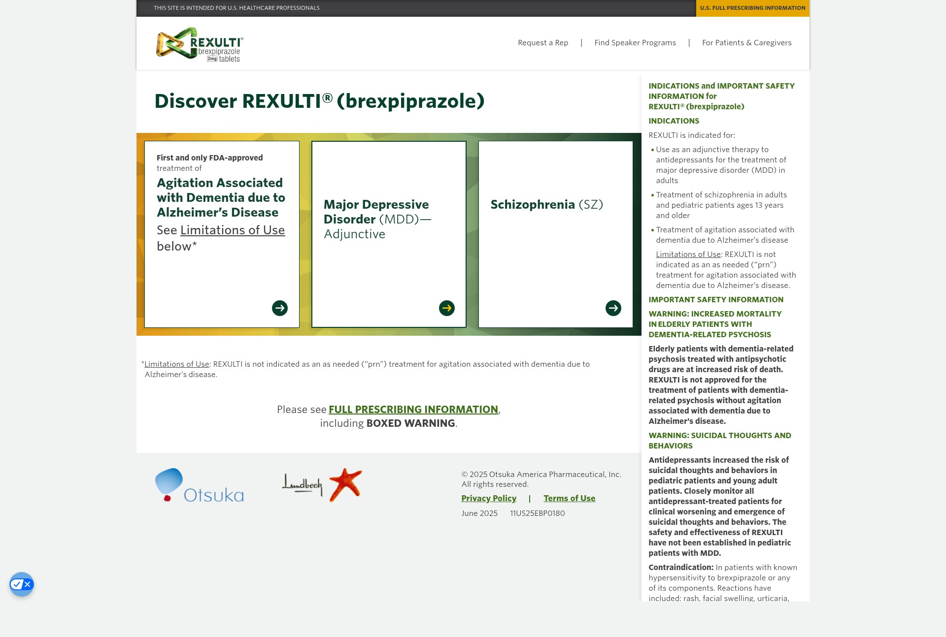 Screenshot of rexultihcp.com