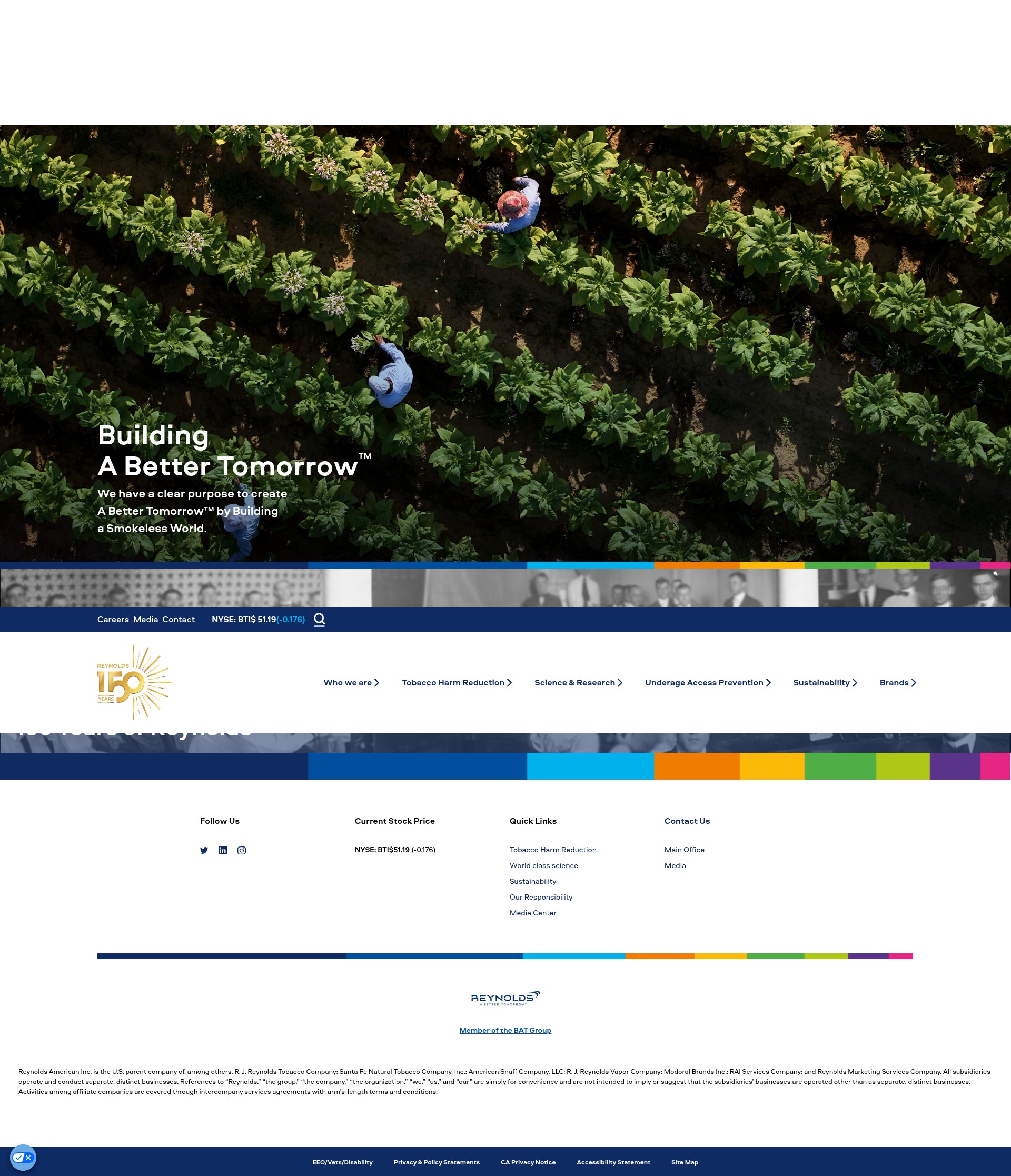 Screenshot of reynoldsamerican.com