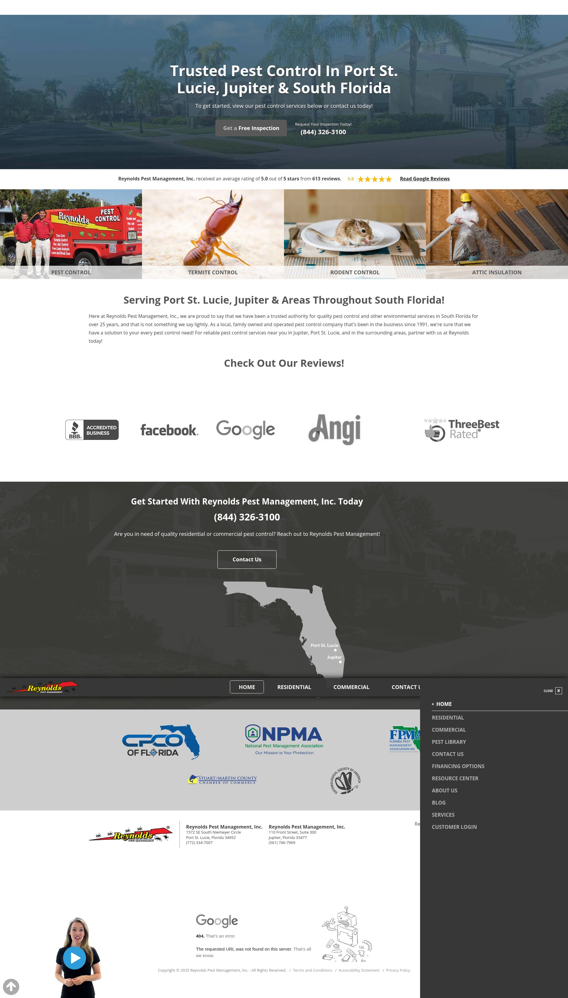 Screenshot of reynoldspest.com