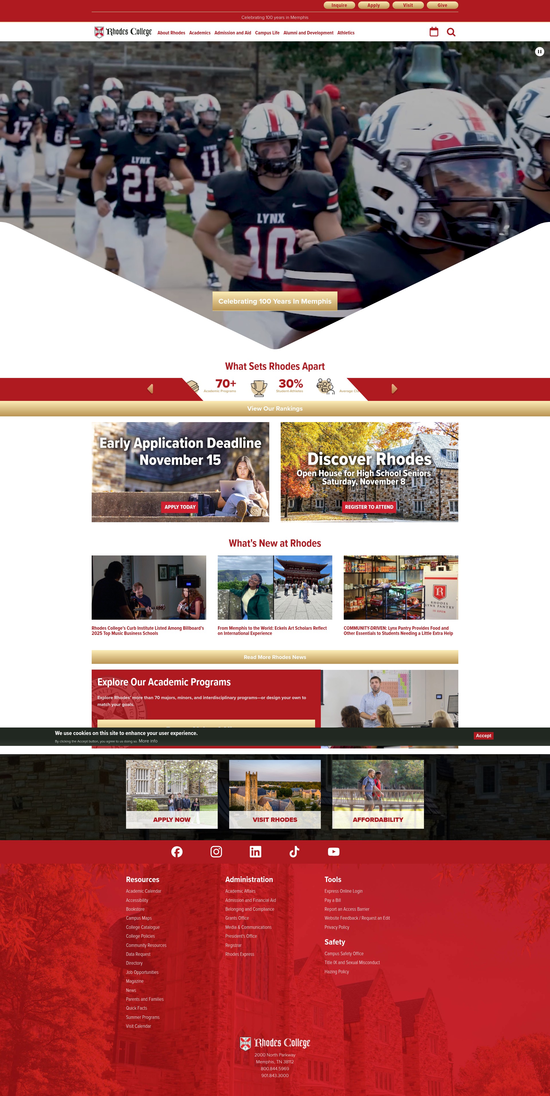 Screenshot of rhodes.edu