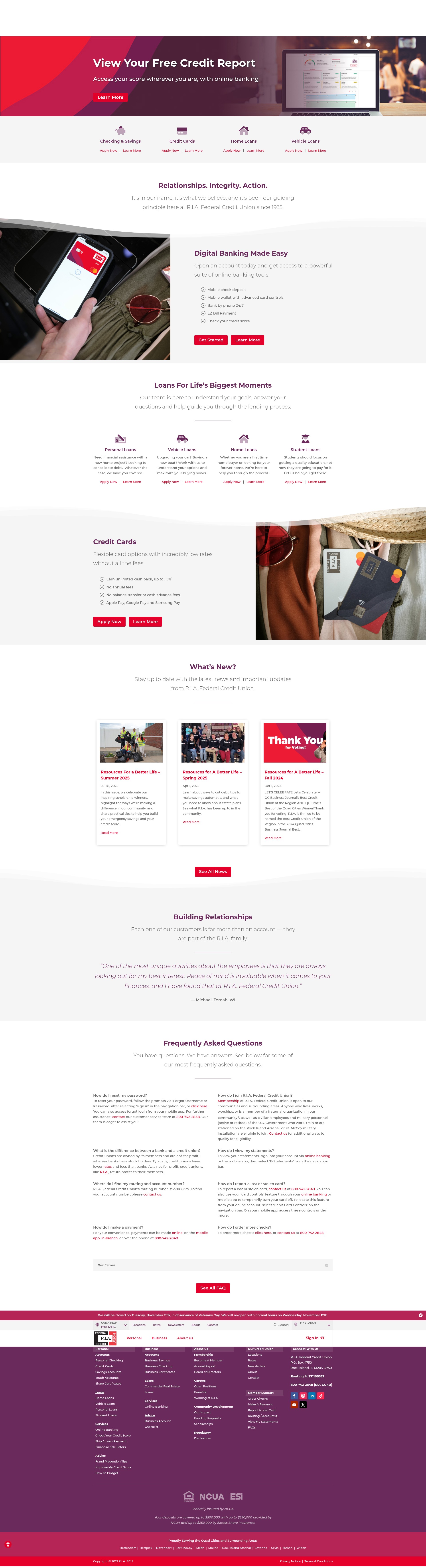 Screenshot of riafcu.com
