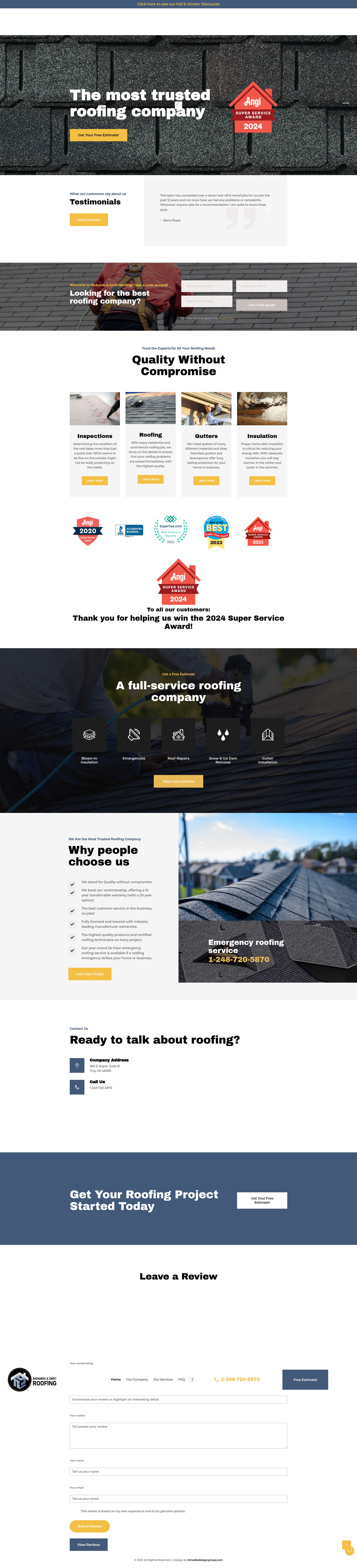 Screenshot of richardsandswiftroofing.com
