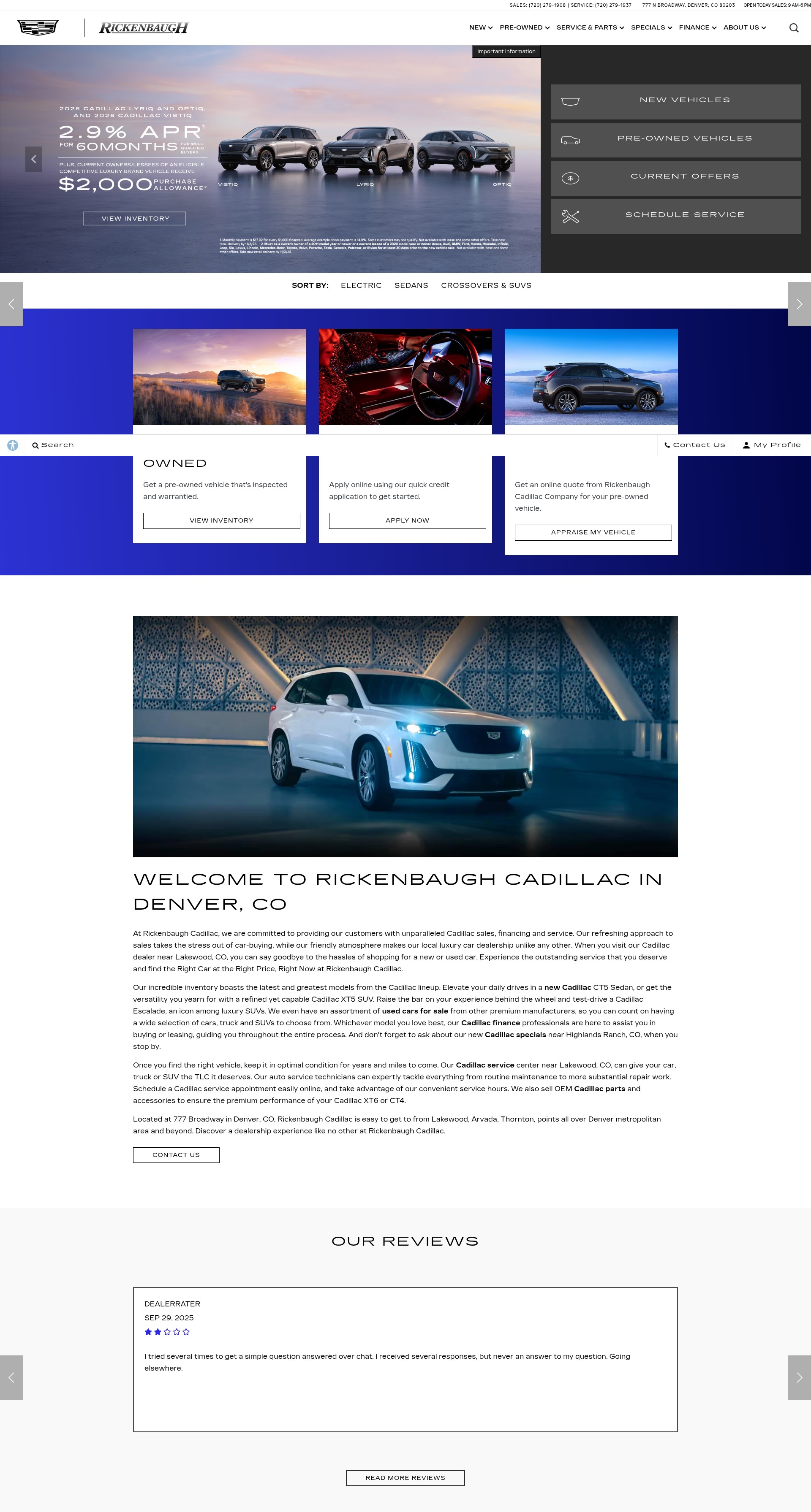Screenshot of rickenbaughcadillac.com
