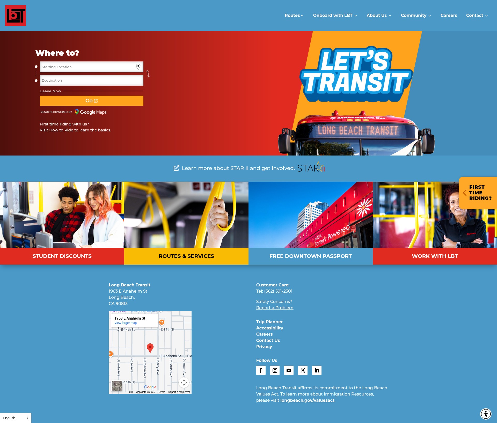 Screenshot of ridelbt.com
