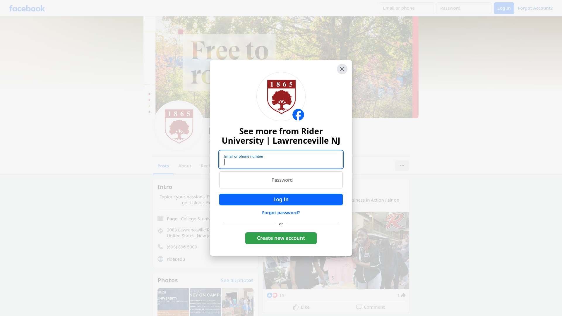 Screenshot of rider.edu