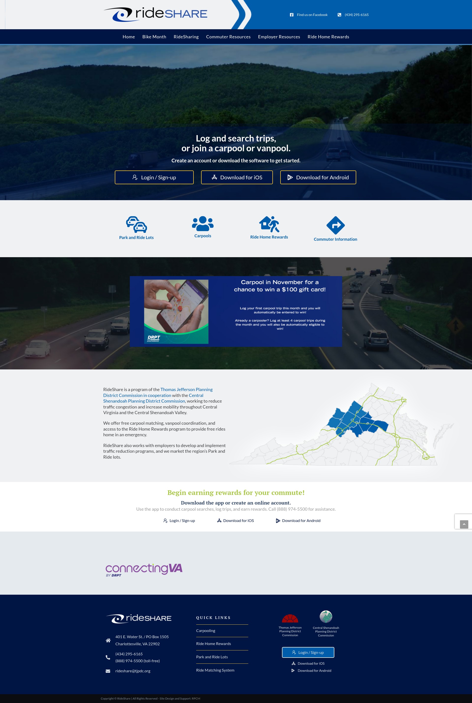 Screenshot of rideshareinfo.org