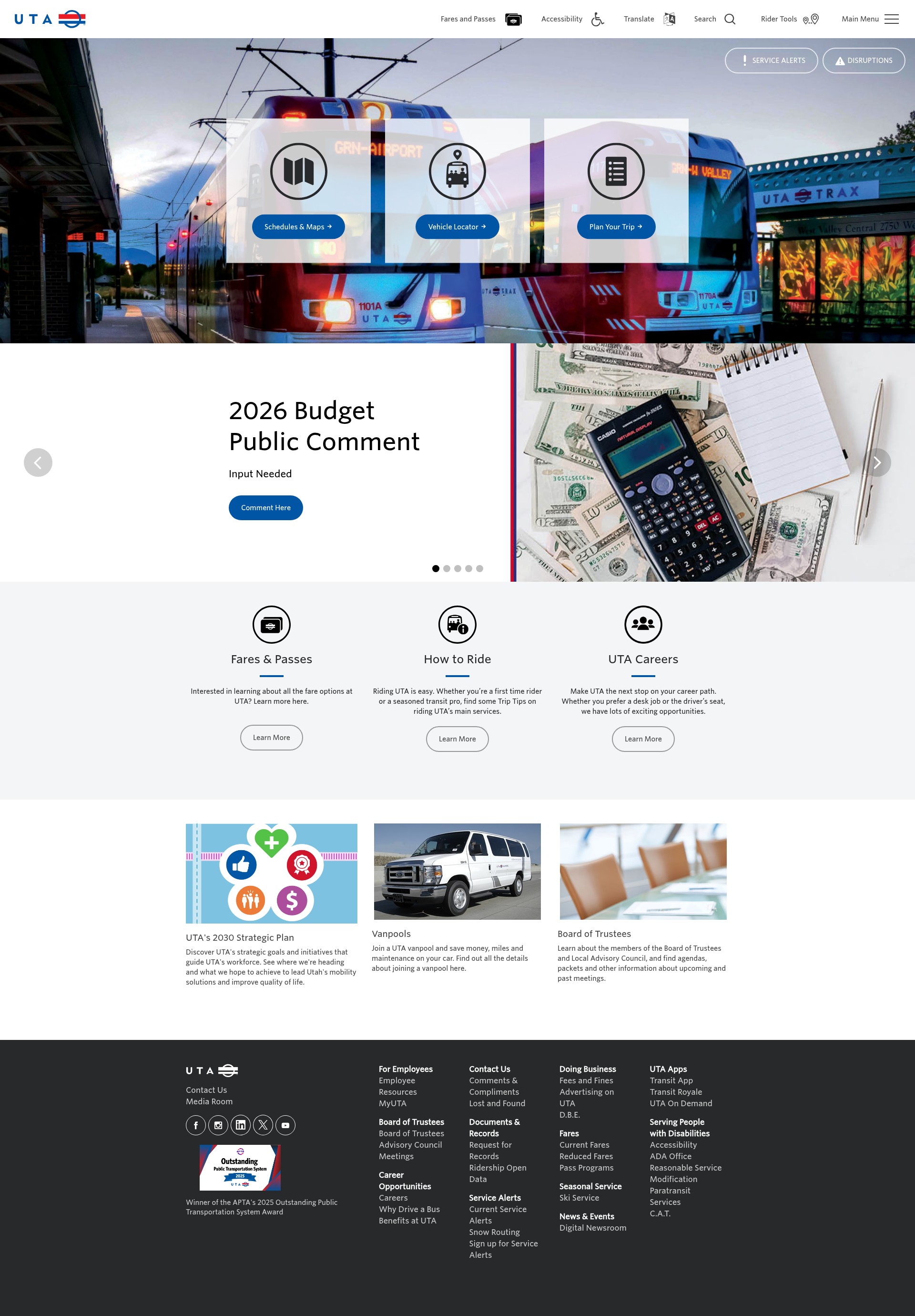 Screenshot of rideuta.com