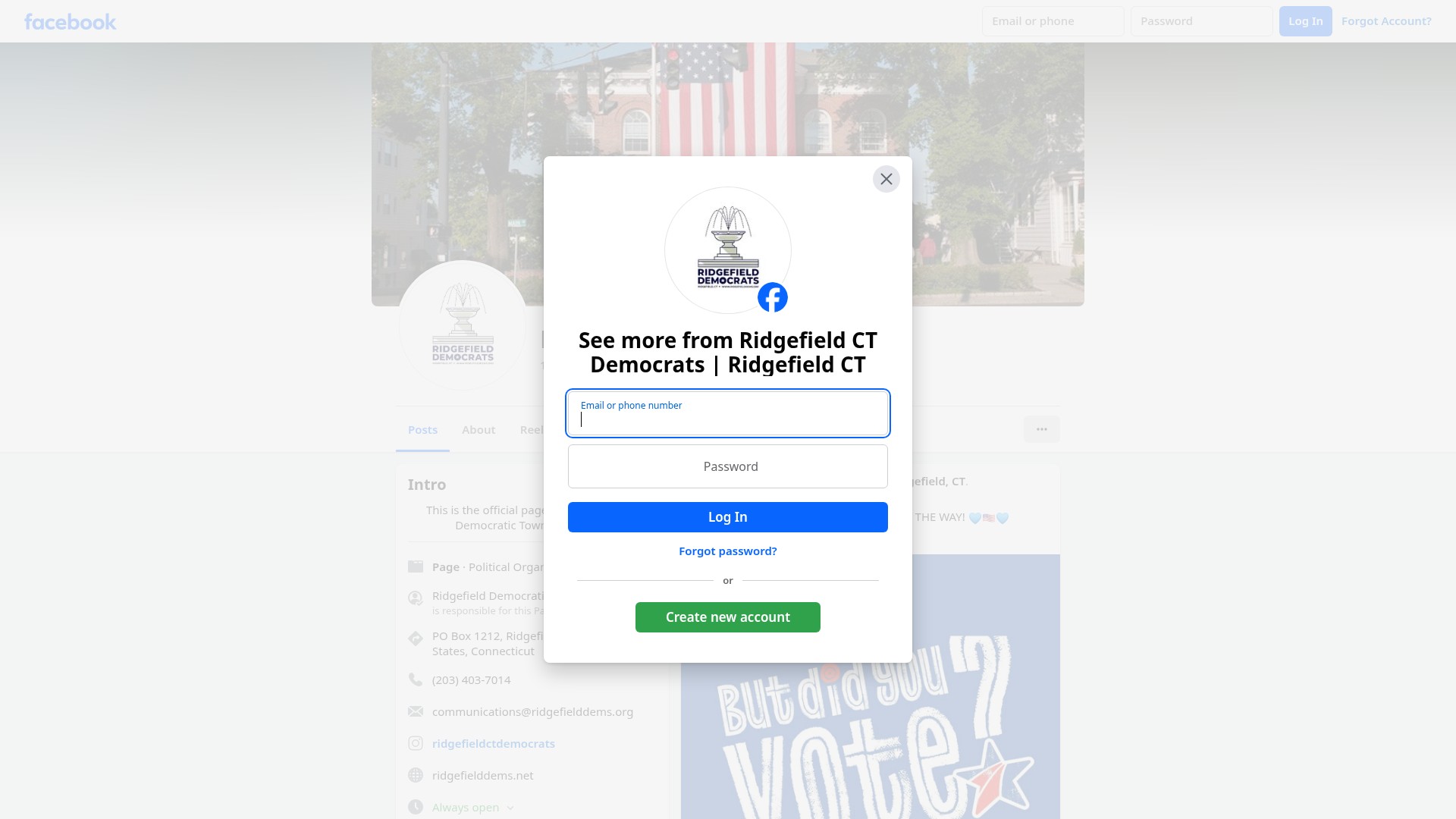 Screenshot of ridgefielddems.net