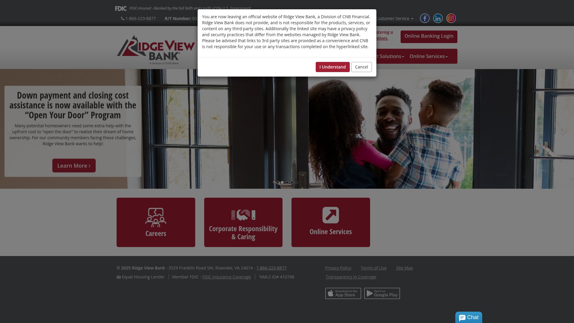 Screenshot of ridgeviewbank.bank