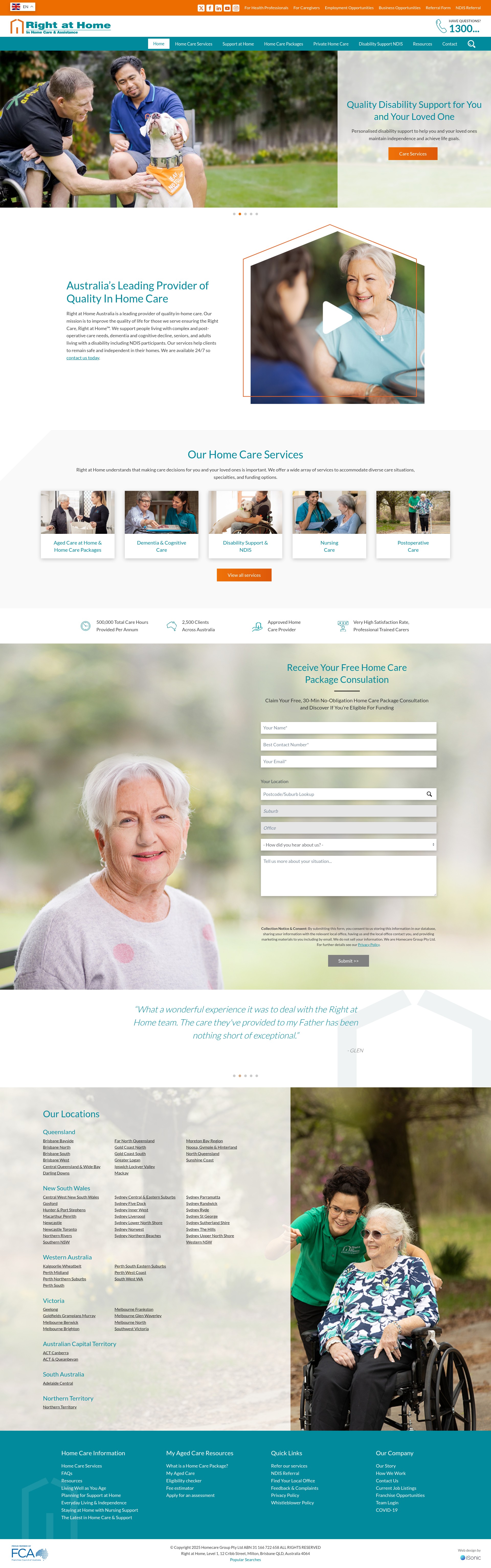 Screenshot of rightathome.com.au