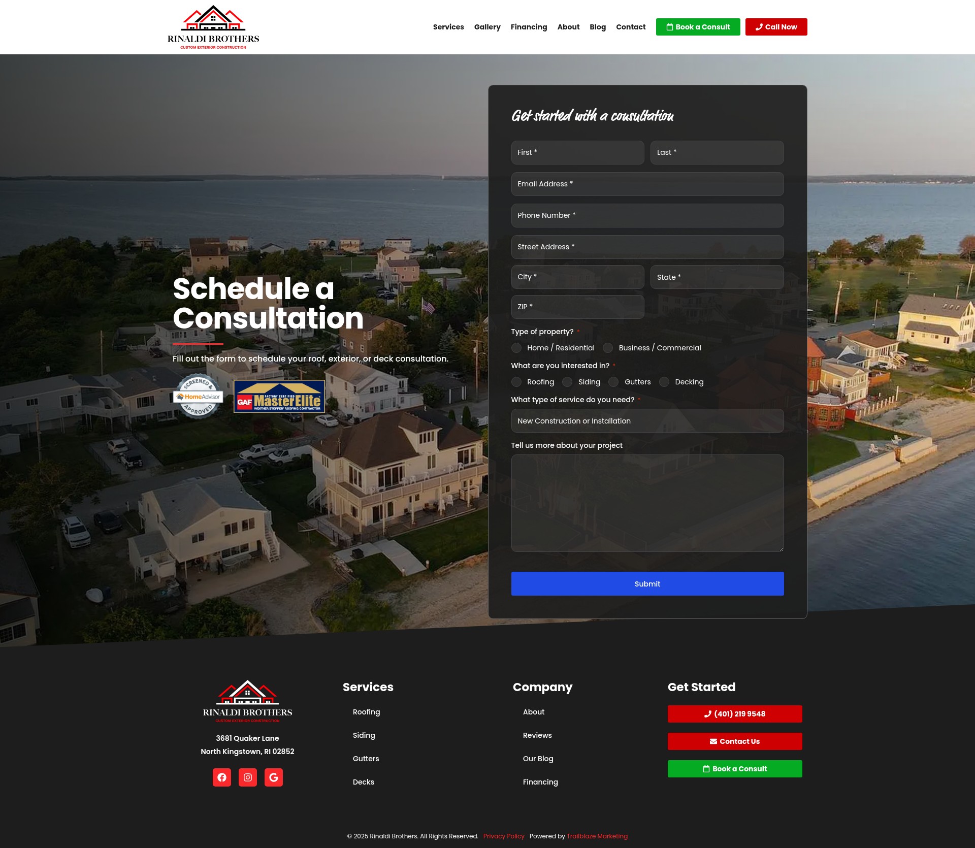 Screenshot of rinaldiroofingri.com