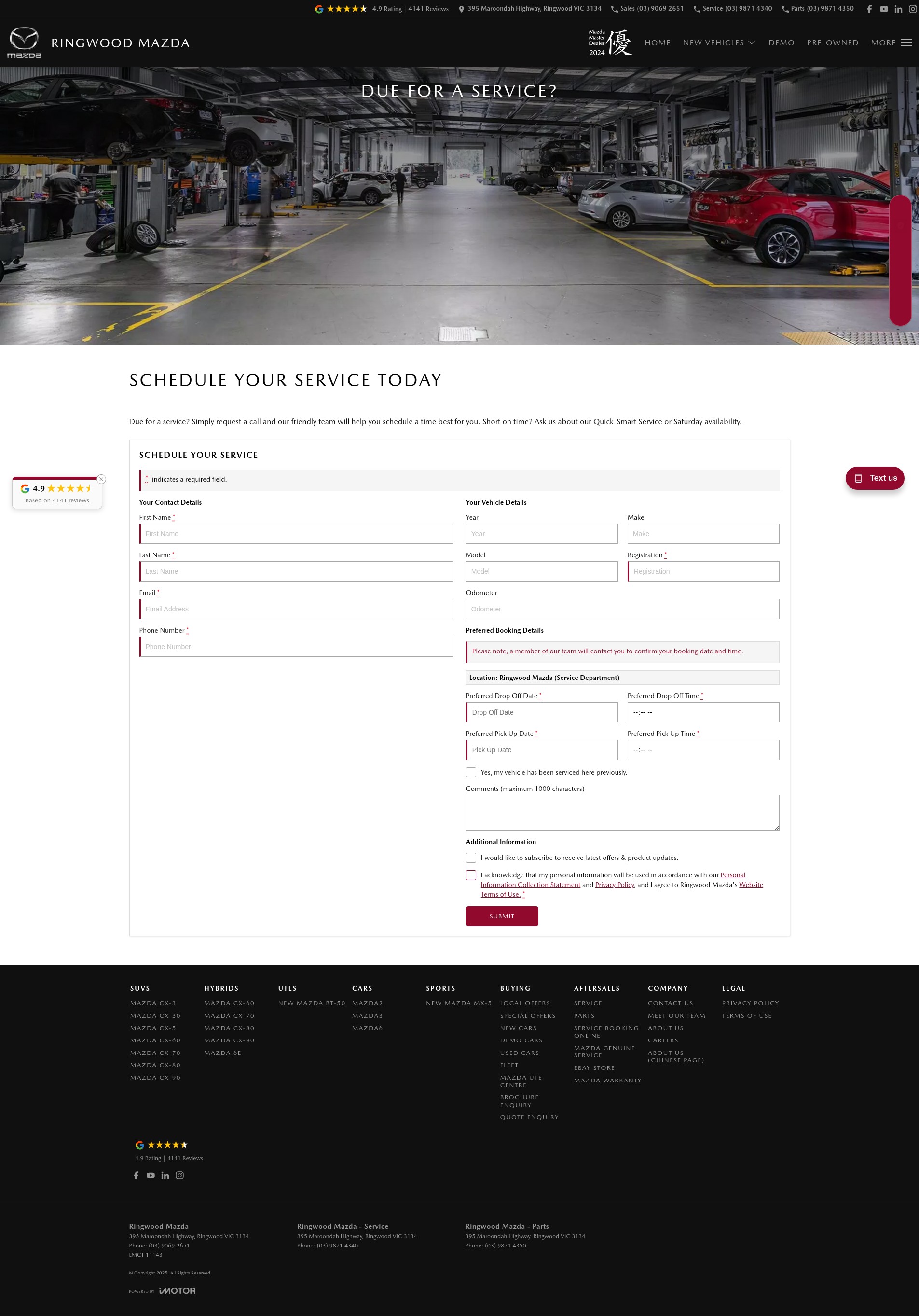 Screenshot of ringwoodmazda.com.au