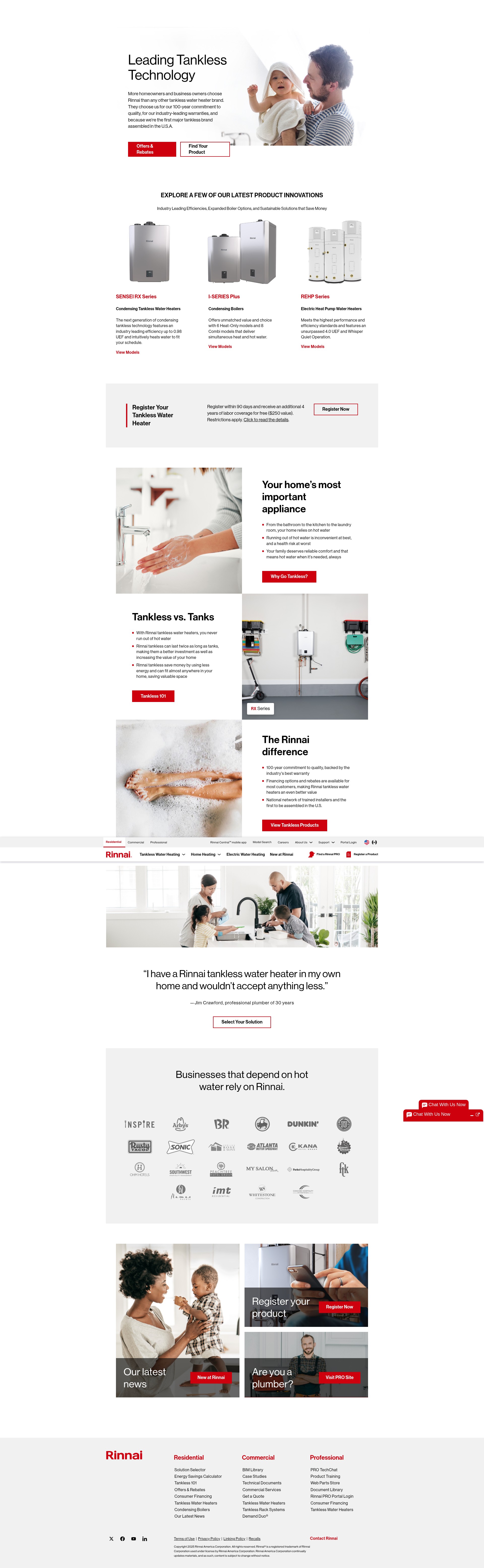 Screenshot of rinnai.us
