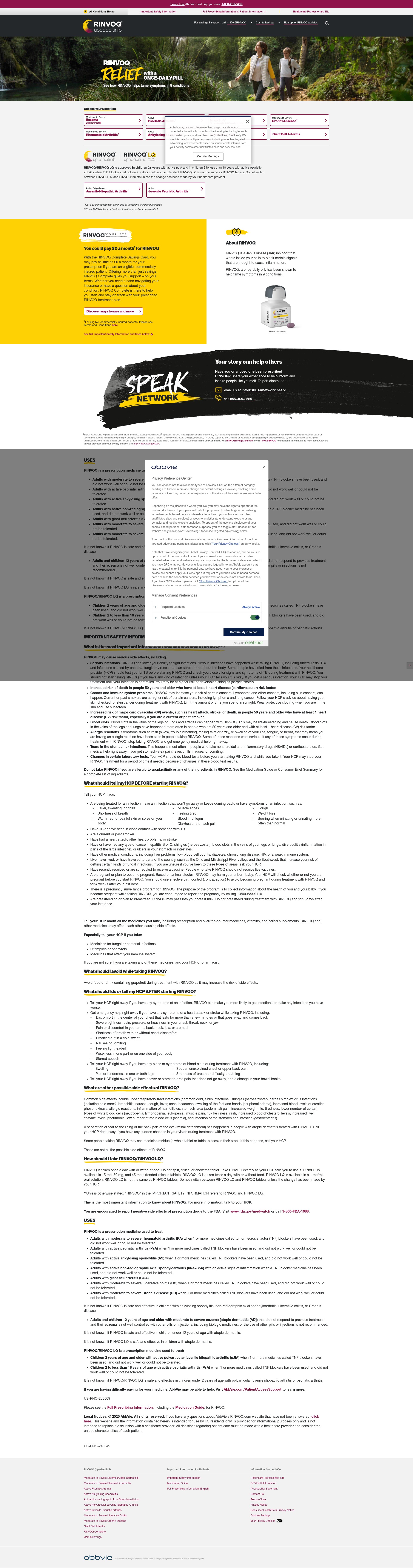 Screenshot of rinvoq.com