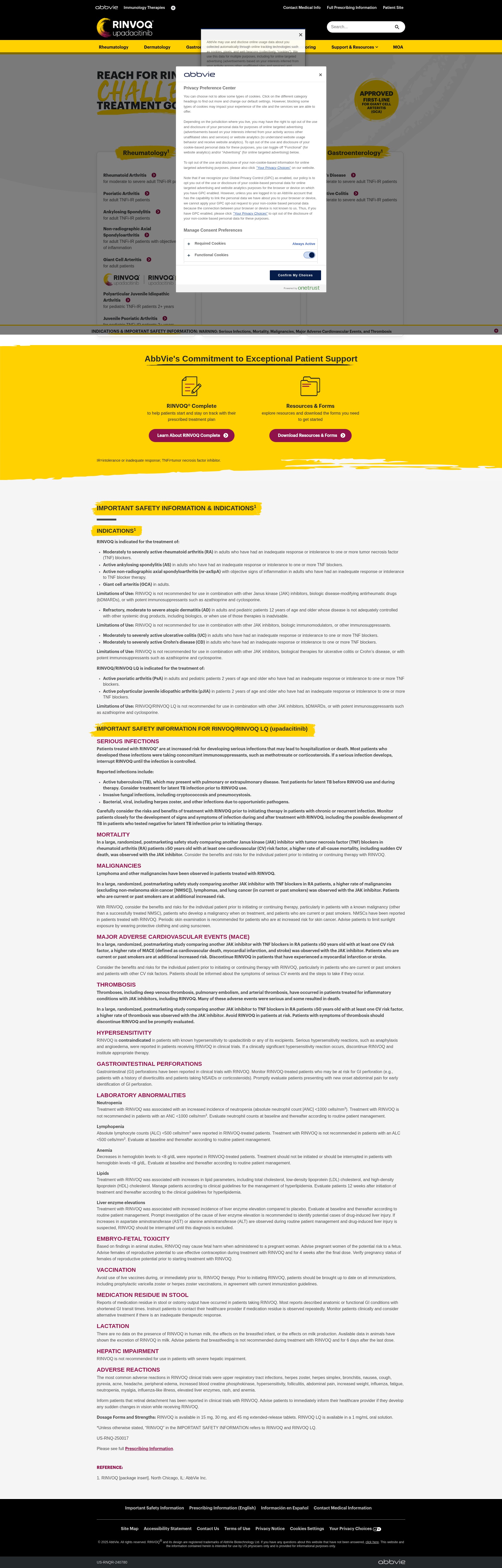 Screenshot of rinvoqhcp.com