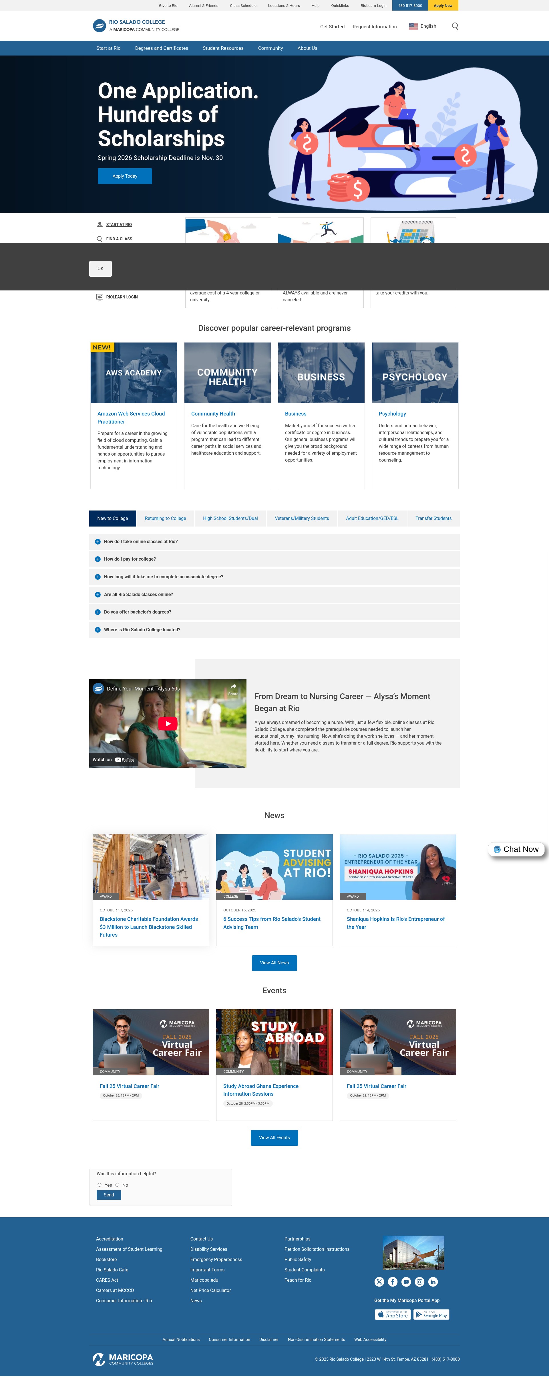 Screenshot of riosalado.edu