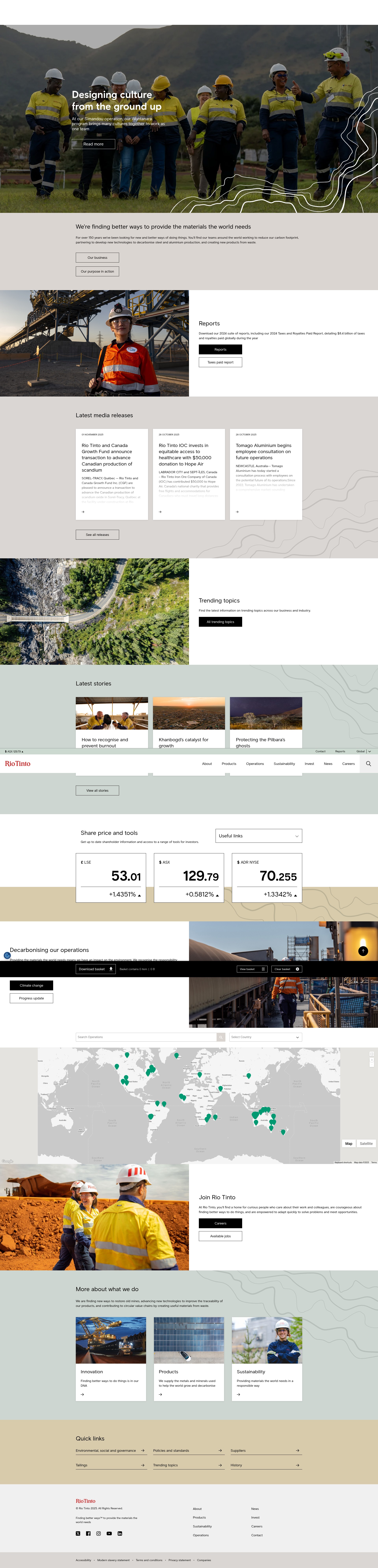 Screenshot of riotinto.com