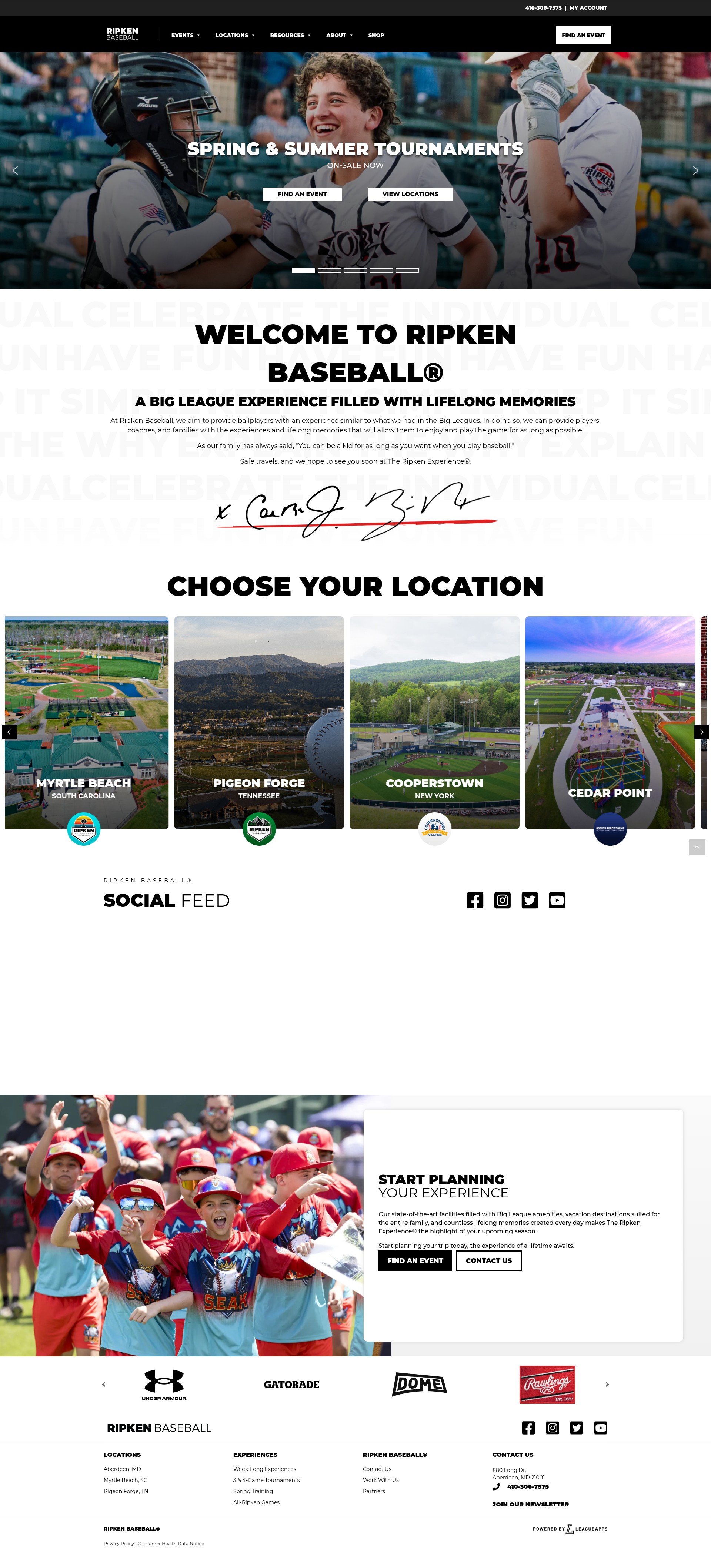 Screenshot of ripkenbaseball.com
