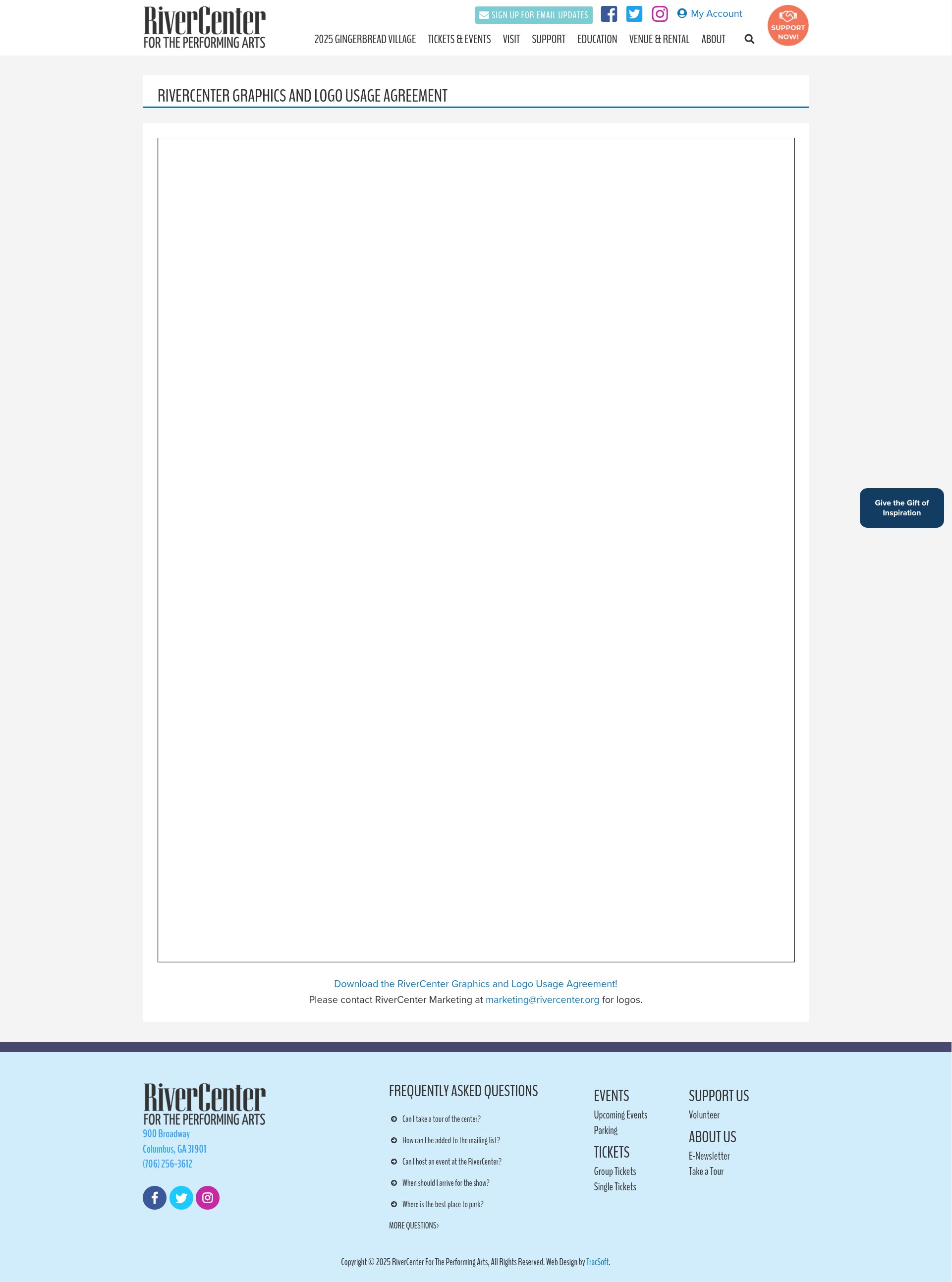 Screenshot of rivercenter.org