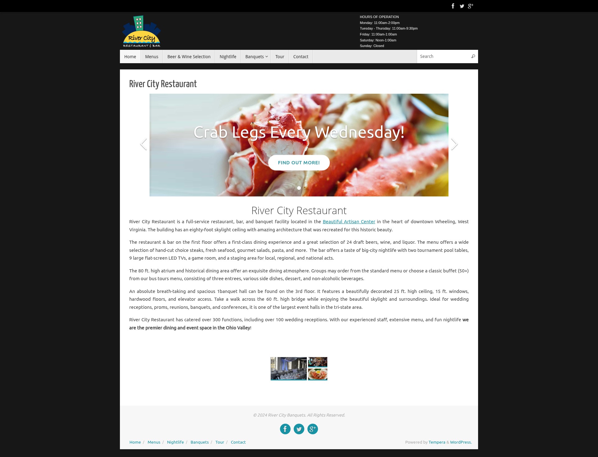 Screenshot of rivercitybanquets.com