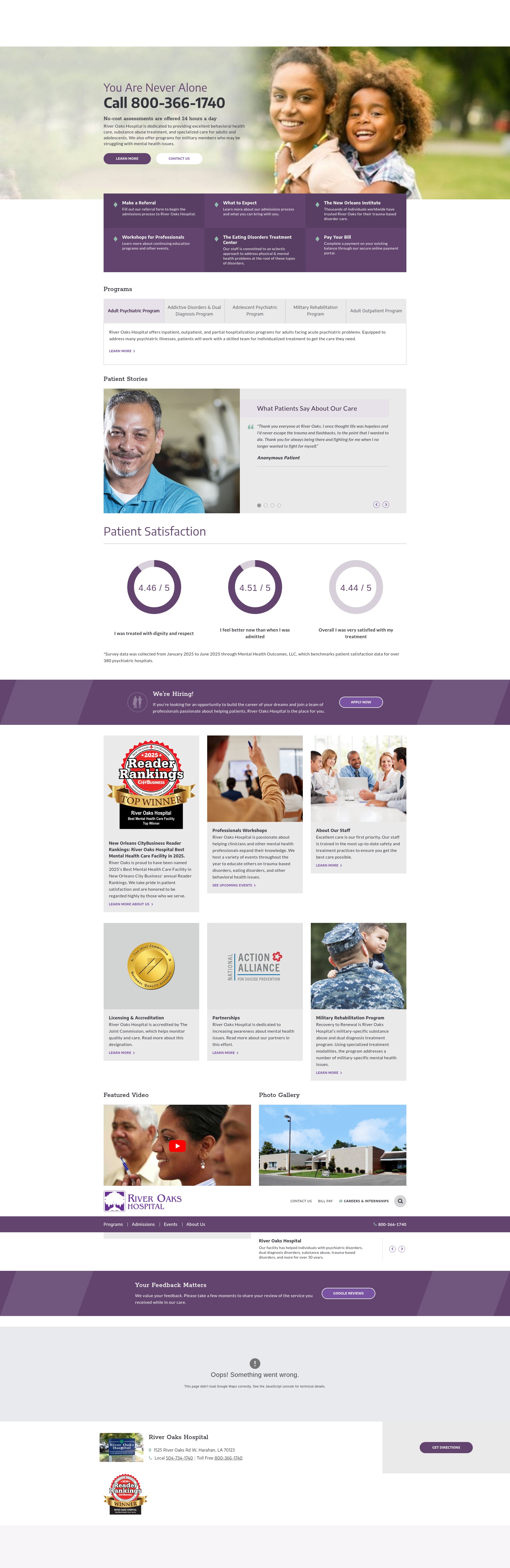 Screenshot of riveroakshospital.com