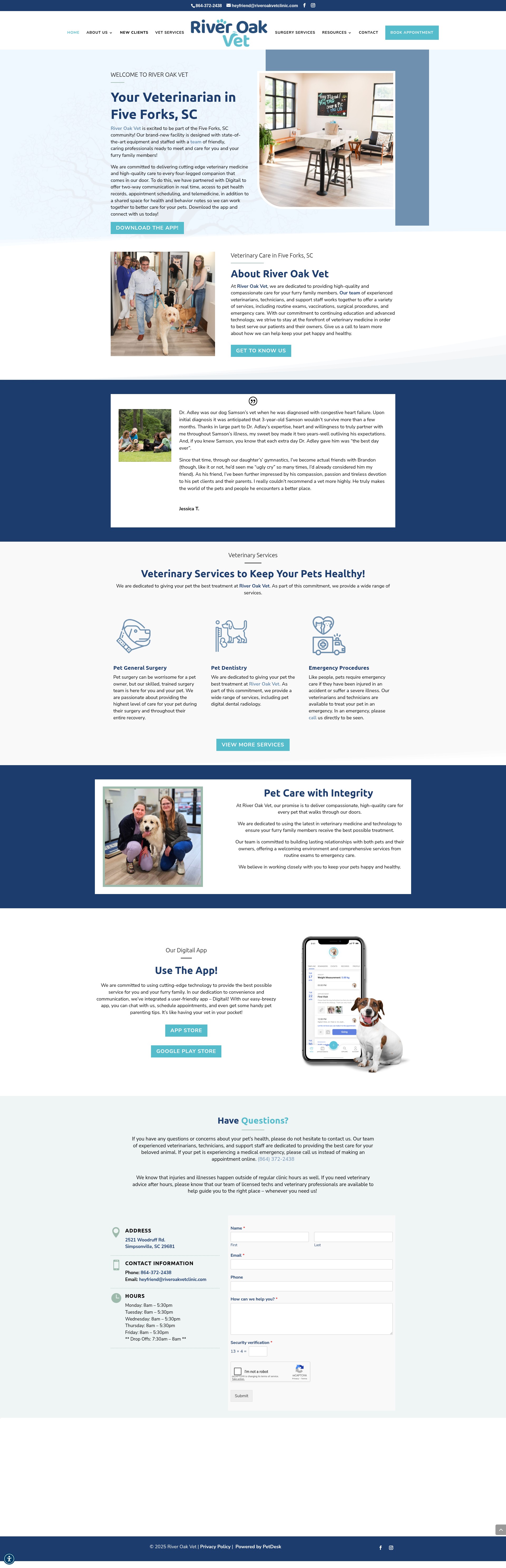 Screenshot of riveroakvetclinic.com